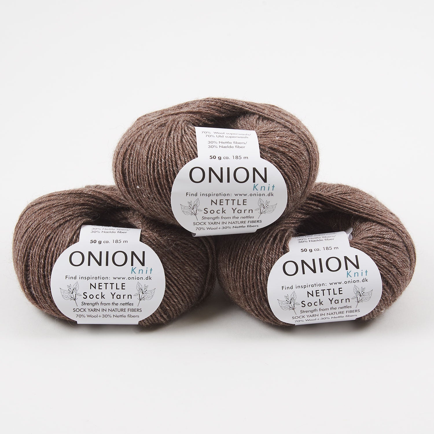 ONION NETTLE SOCK - V1003 BRUN Merino wool Nettle Fingering brown Yarn