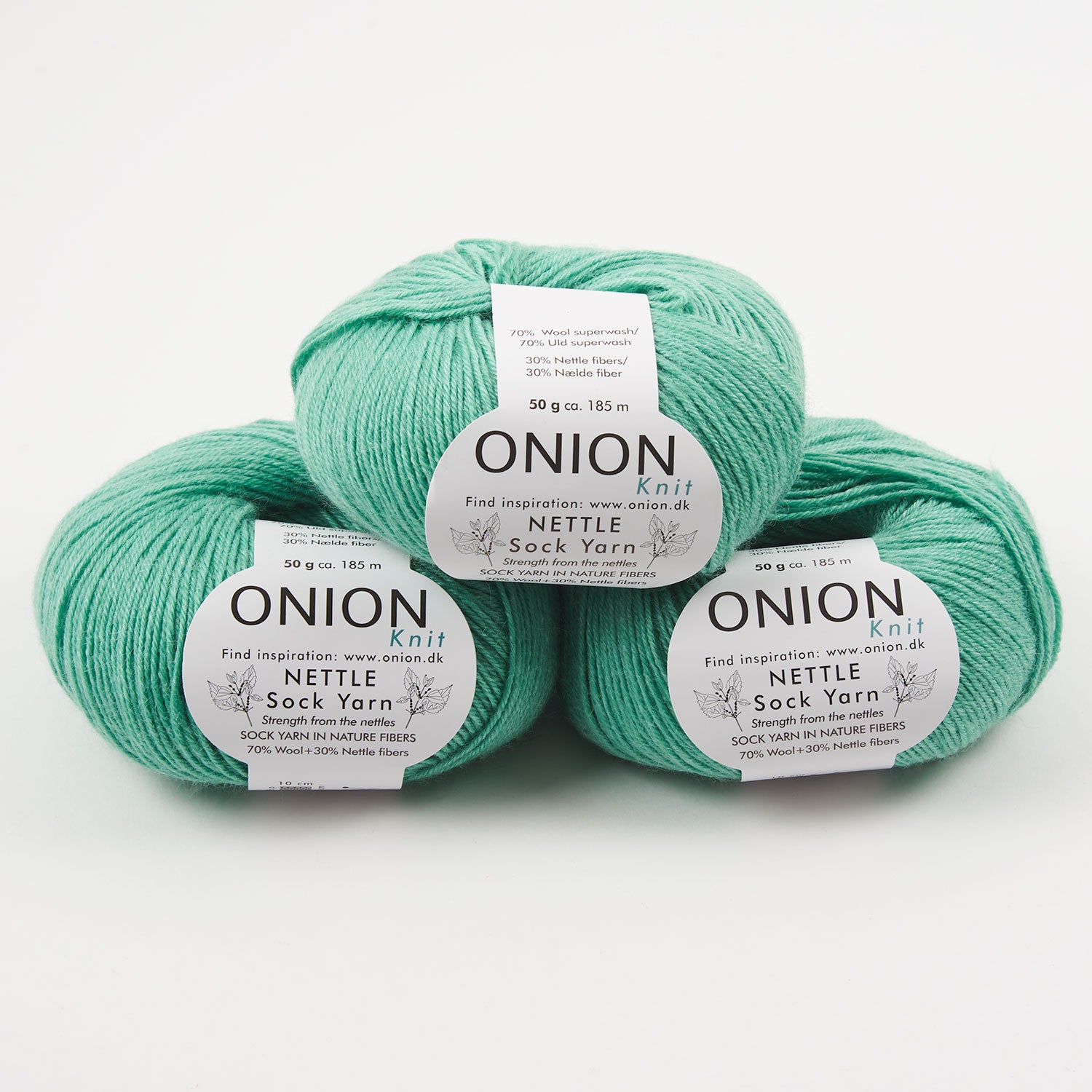 ONION NETTLE SOCK - V1021 LYS GRØN Merino wool Nettle Fingering turquoise Yarn