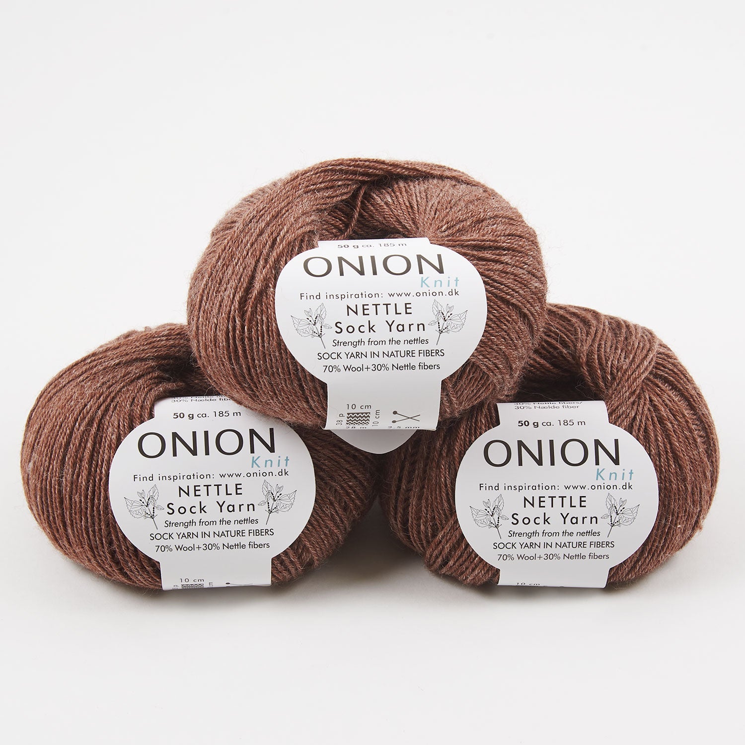 ONION NETTLE SOCK - V1033 GYLDEN BRUN Merino wool Nettle Fingering brown Yarn
