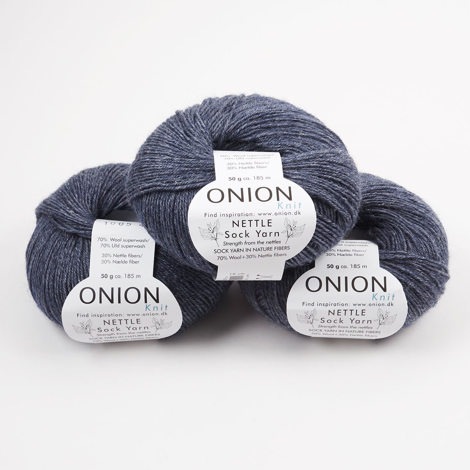 ONION NETTLE SOCK - V1005 BLÅ JEANS Merino wool Nettle Fingering blue Yarn
