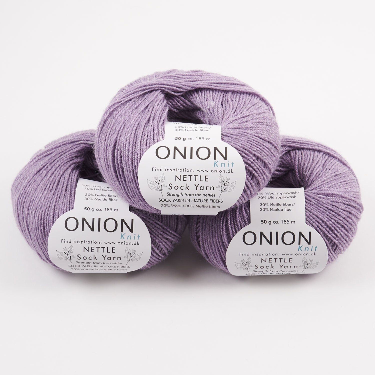 ONION NETTLE SOCK - V1007 LYS LILLA Merino wool Nettle Fingering purple Yarn