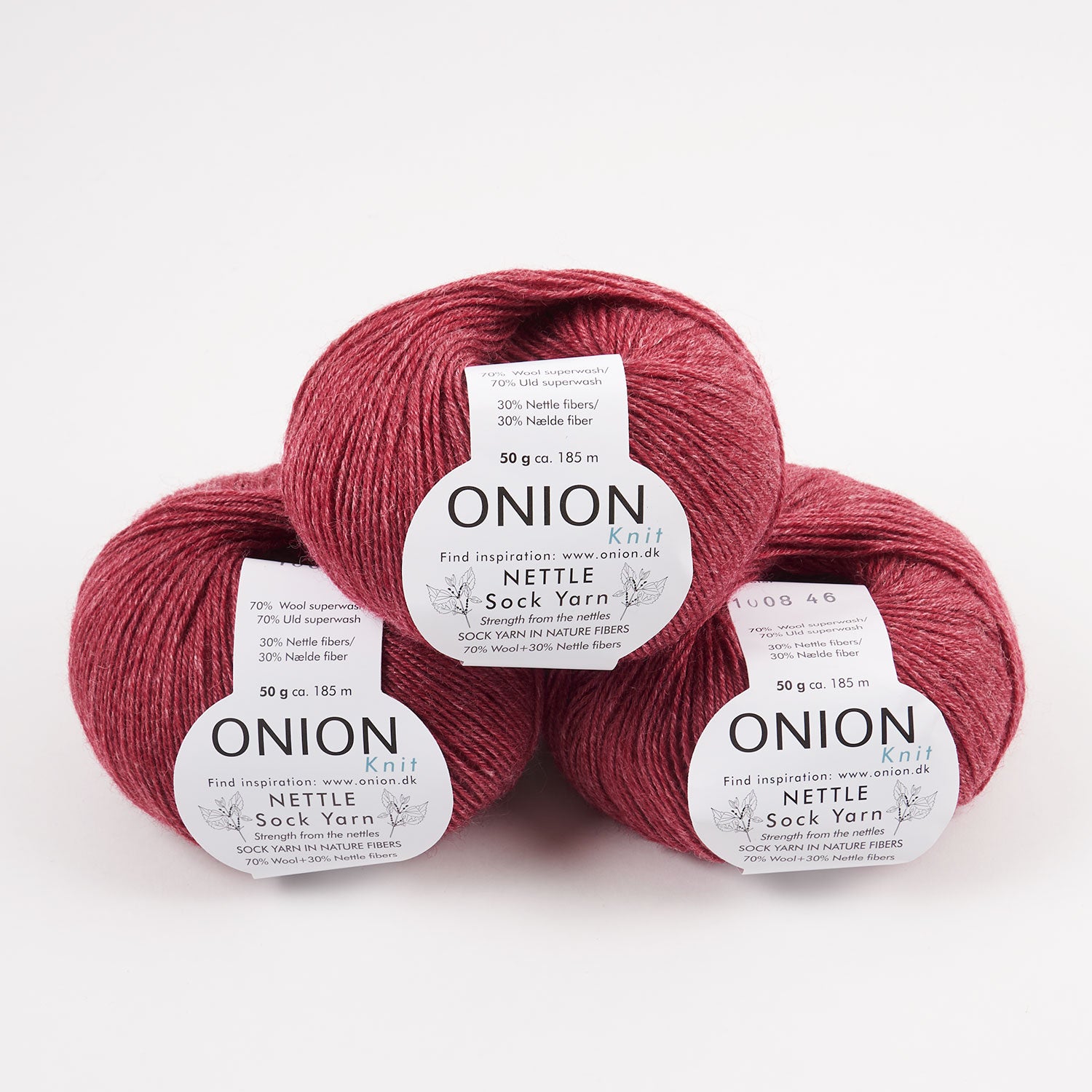 ONION NETTLE SOCK - V1008 MØRK RØD Merino wool Nettle Fingering red Yarn