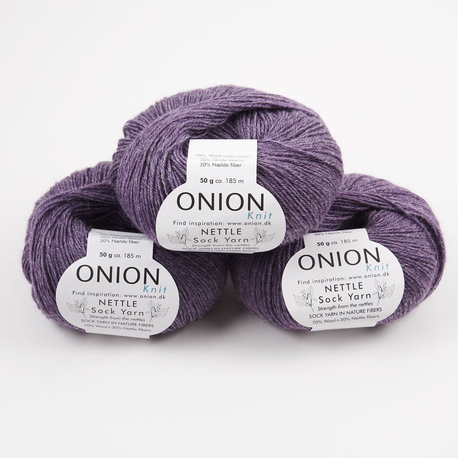 ONION NETTLE SOCK - V1009 MØRK LILA Merino wool Nettle Fingering purple Yarn