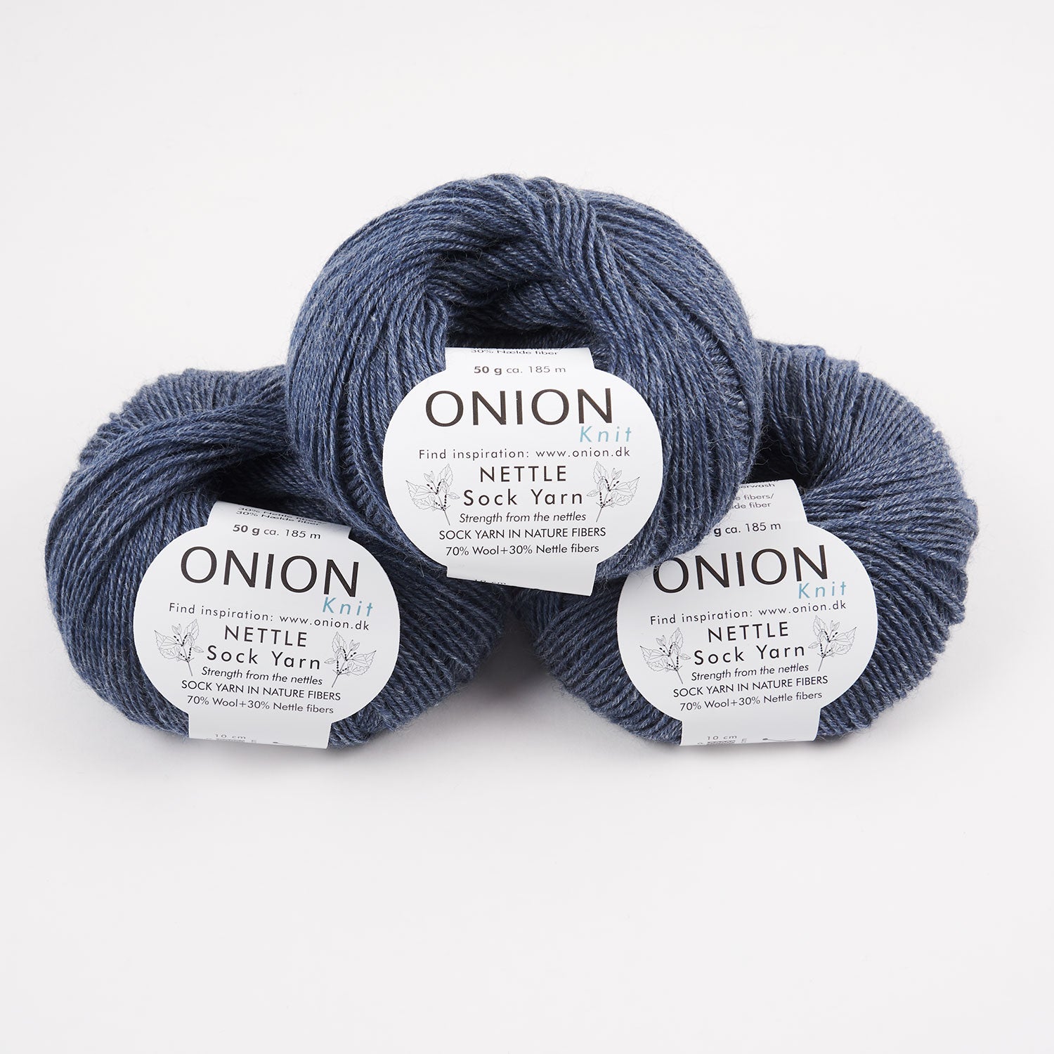 ONION NETTLE SOCK - V1010 MØRK BLÅ Merino wool Nettle Fingering blue Yarn