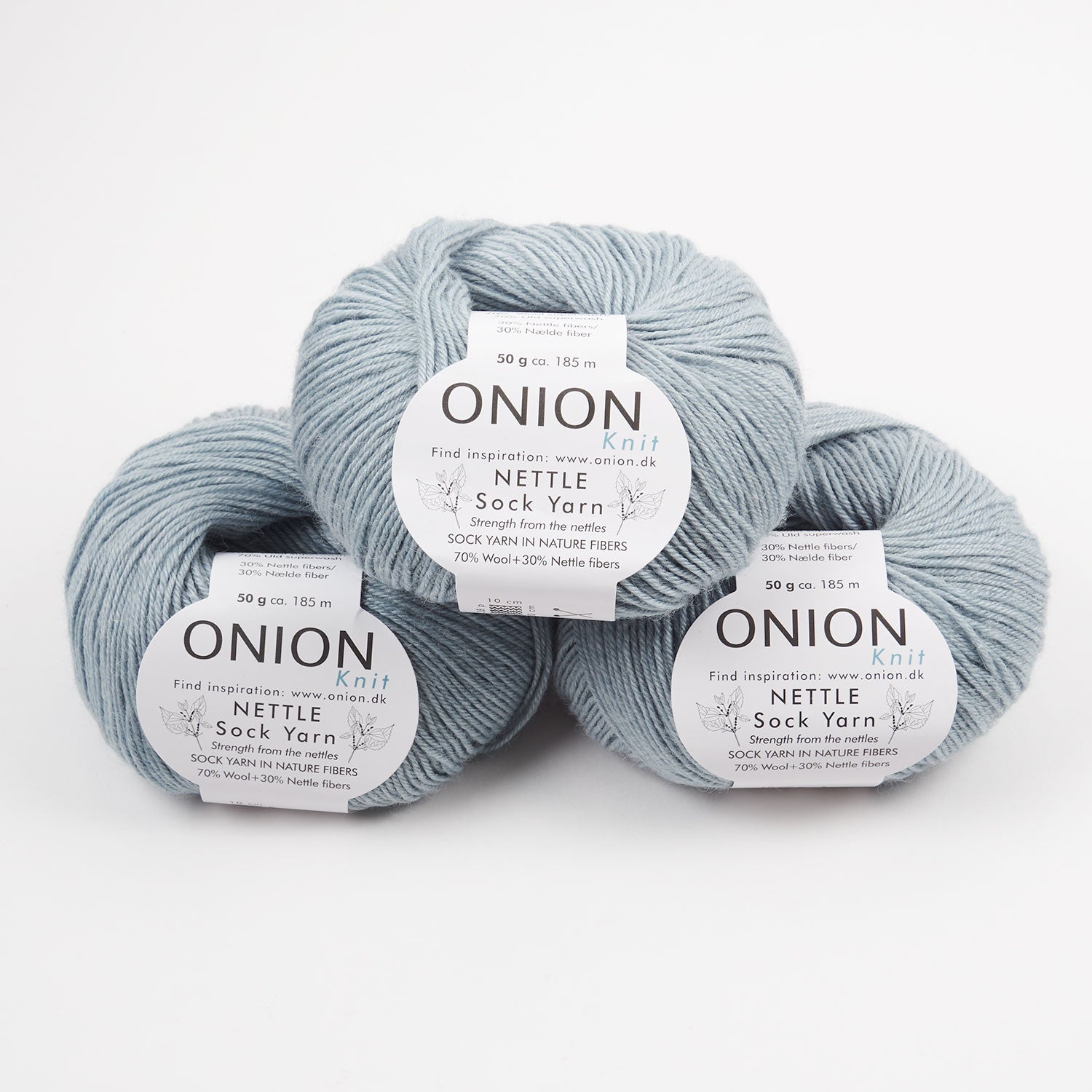 ONION NETTLE SOCK - V1011 DOUCE GRØN Merino wool Nettle Fingering blue Yarn