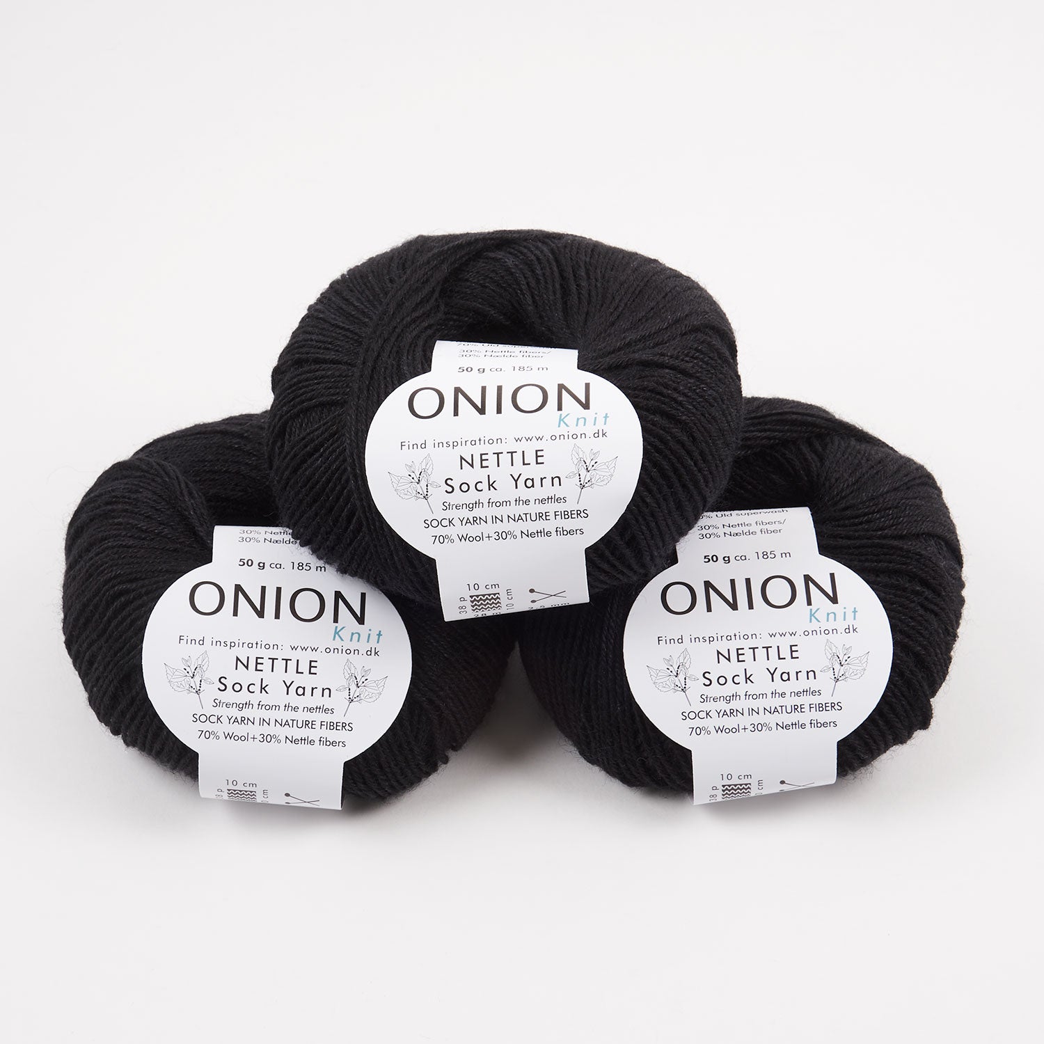 ONION NETTLE SOCK - V1012 SORT Merino wool Nettle Fingering black Yarn