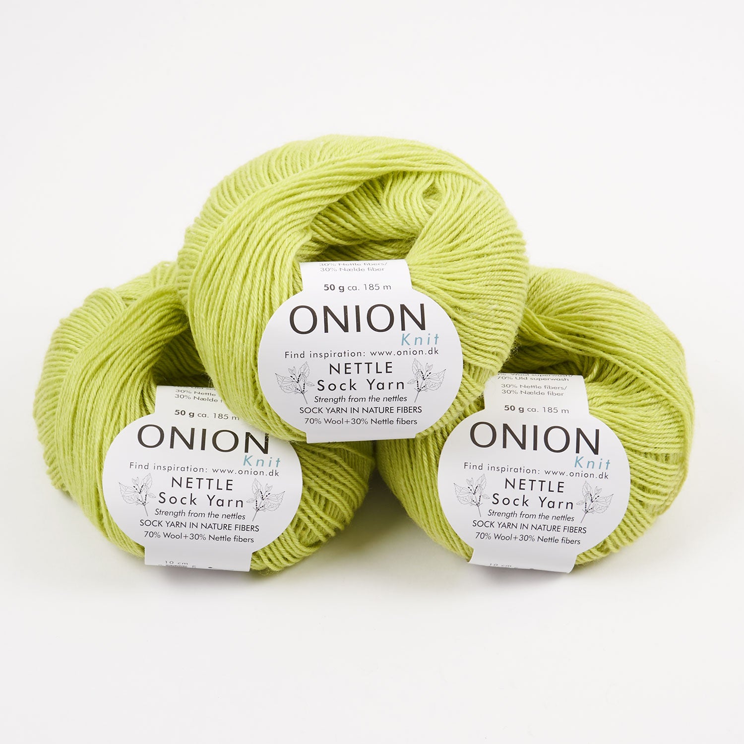 ONION NETTLE SOCK - V1014 LIME Merino wool Nettle Fingering green Yarn