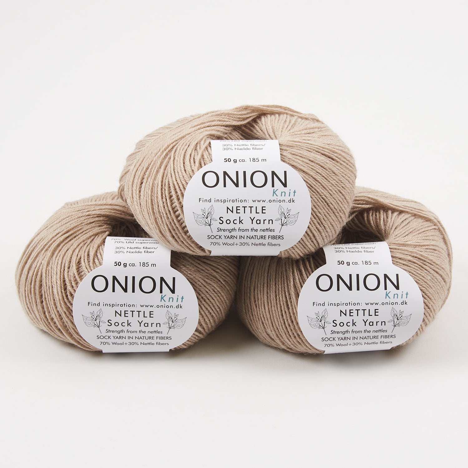 ONION NETTLE SOCK - V1015 SAND Merino wool Nettle Fingering beige Yarn