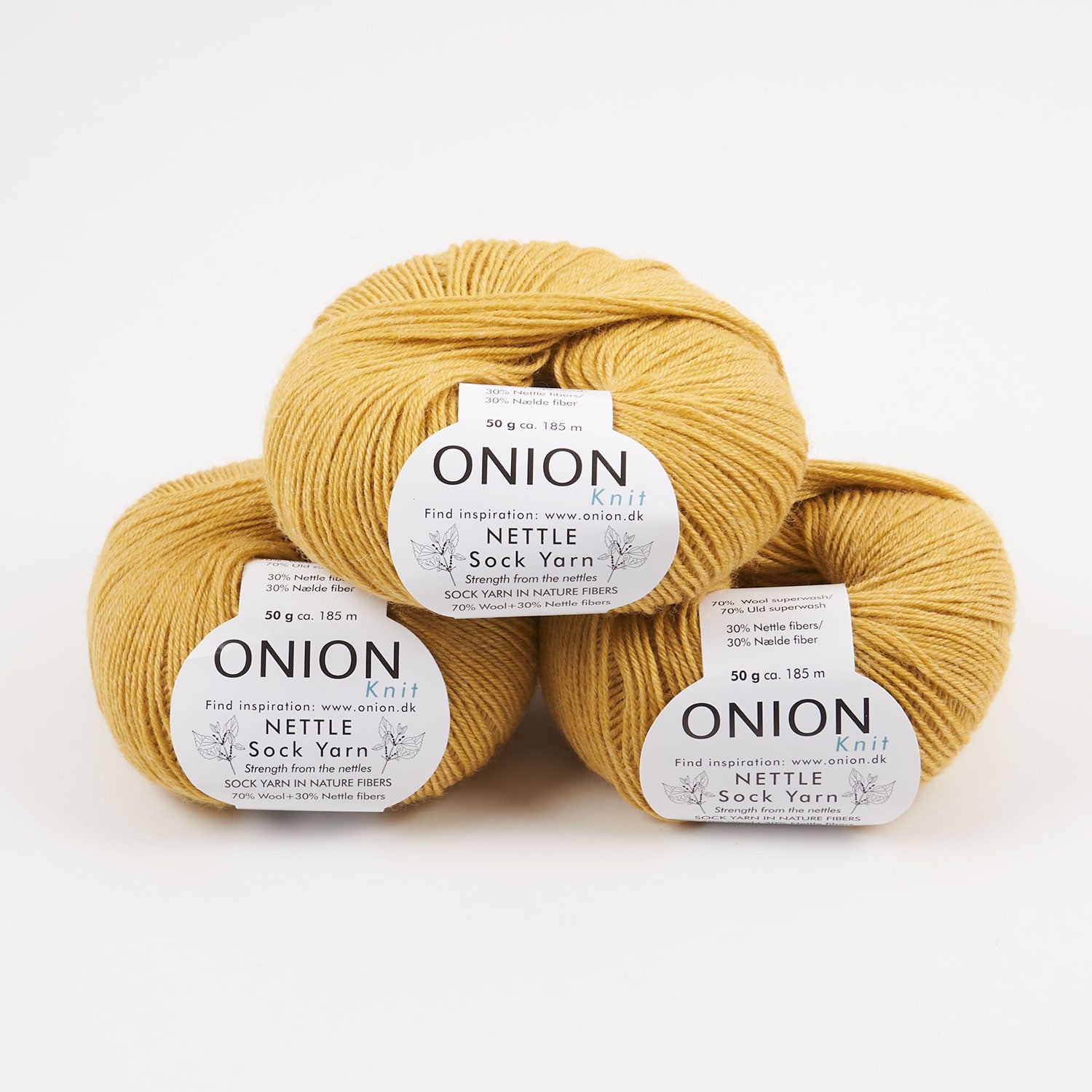 ONION NETTLE SOCK - V1016 KARRY Merino wool Nettle Fingering yellow Yarn