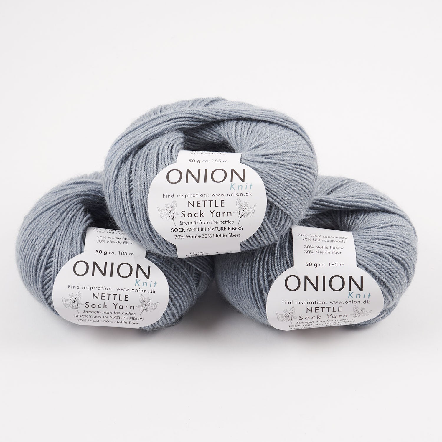 ONION NETTLE SOCK - V1017 GRÅ Merino wool Nettle Fingering blue Yarn