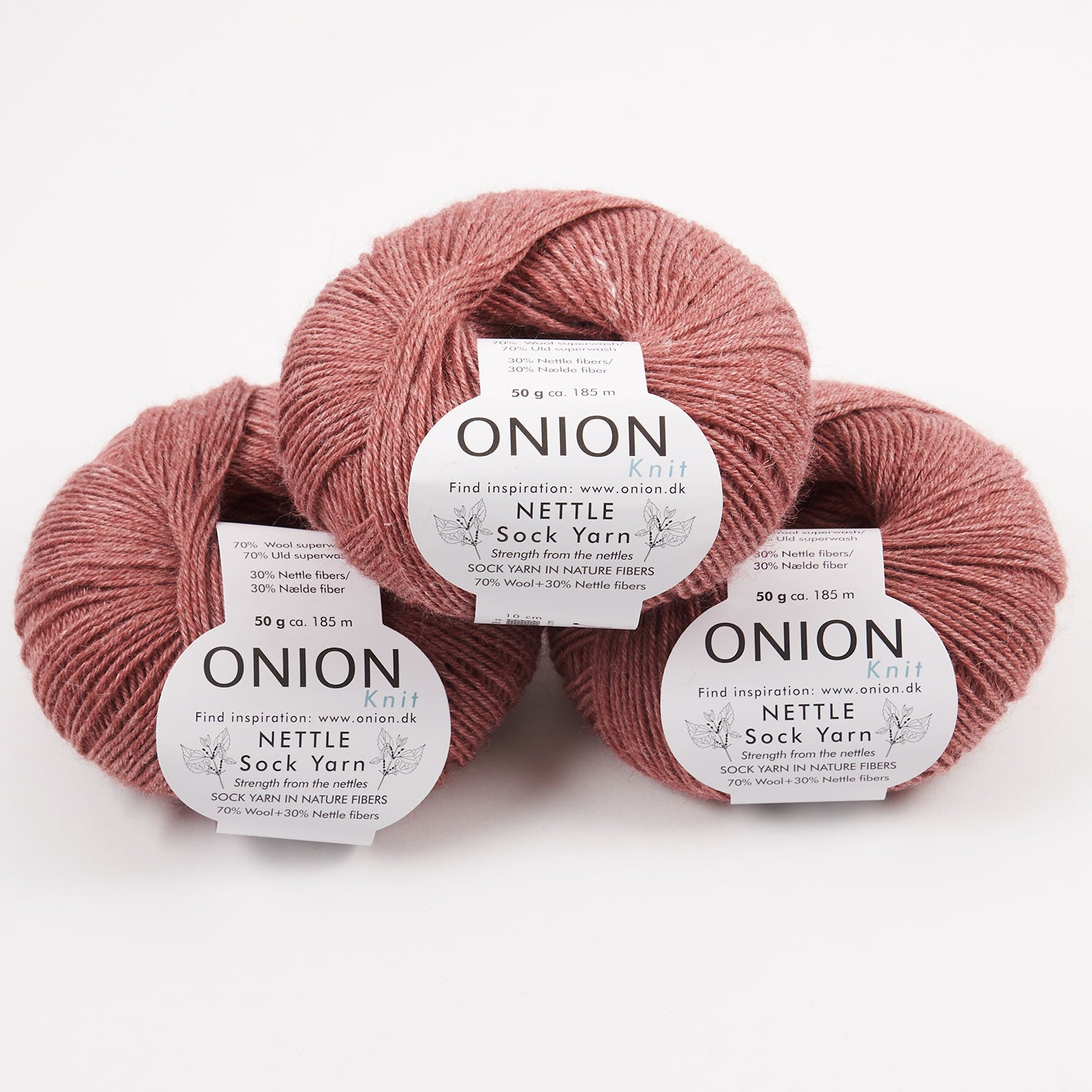 ONION NETTLE SOCK - V1022 MARSALA Merino wool Nettle Fingering pink Yarn