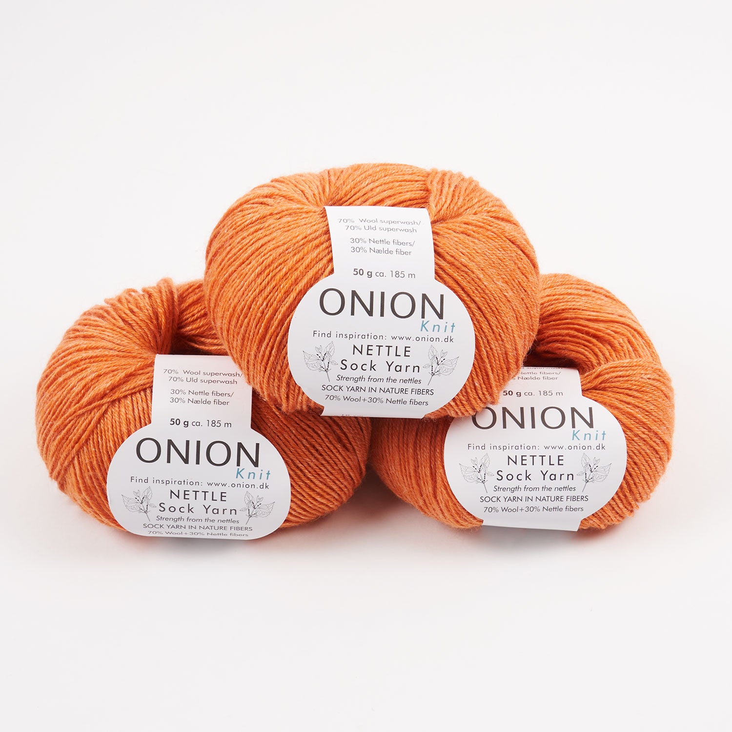 ONION NETTLE SOCK - V1027 ORANGE Merino wool Nettle Fingering orange Yarn