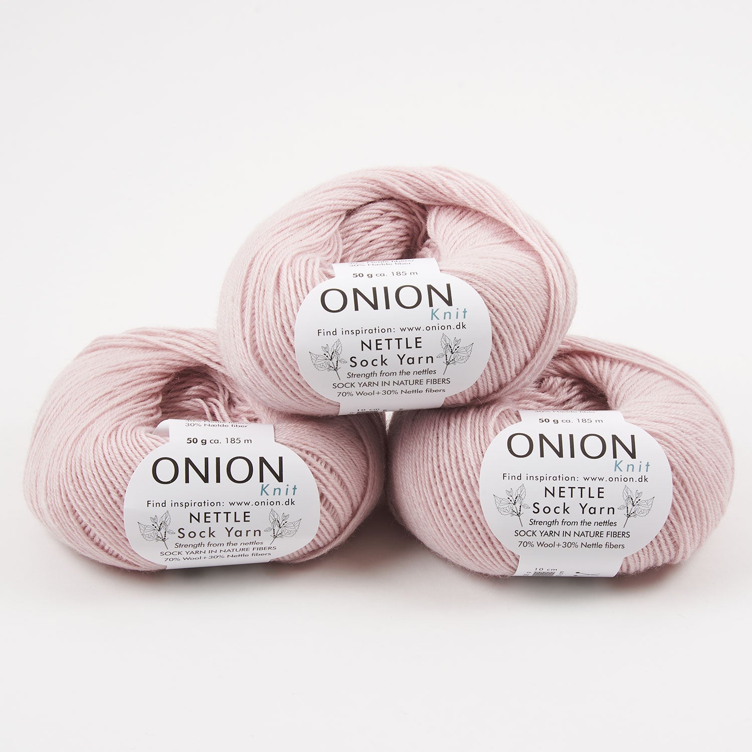 ONION NETTLE SOCK - V1029 LYS ROSA Merino wool Nettle Fingering pink Yarn