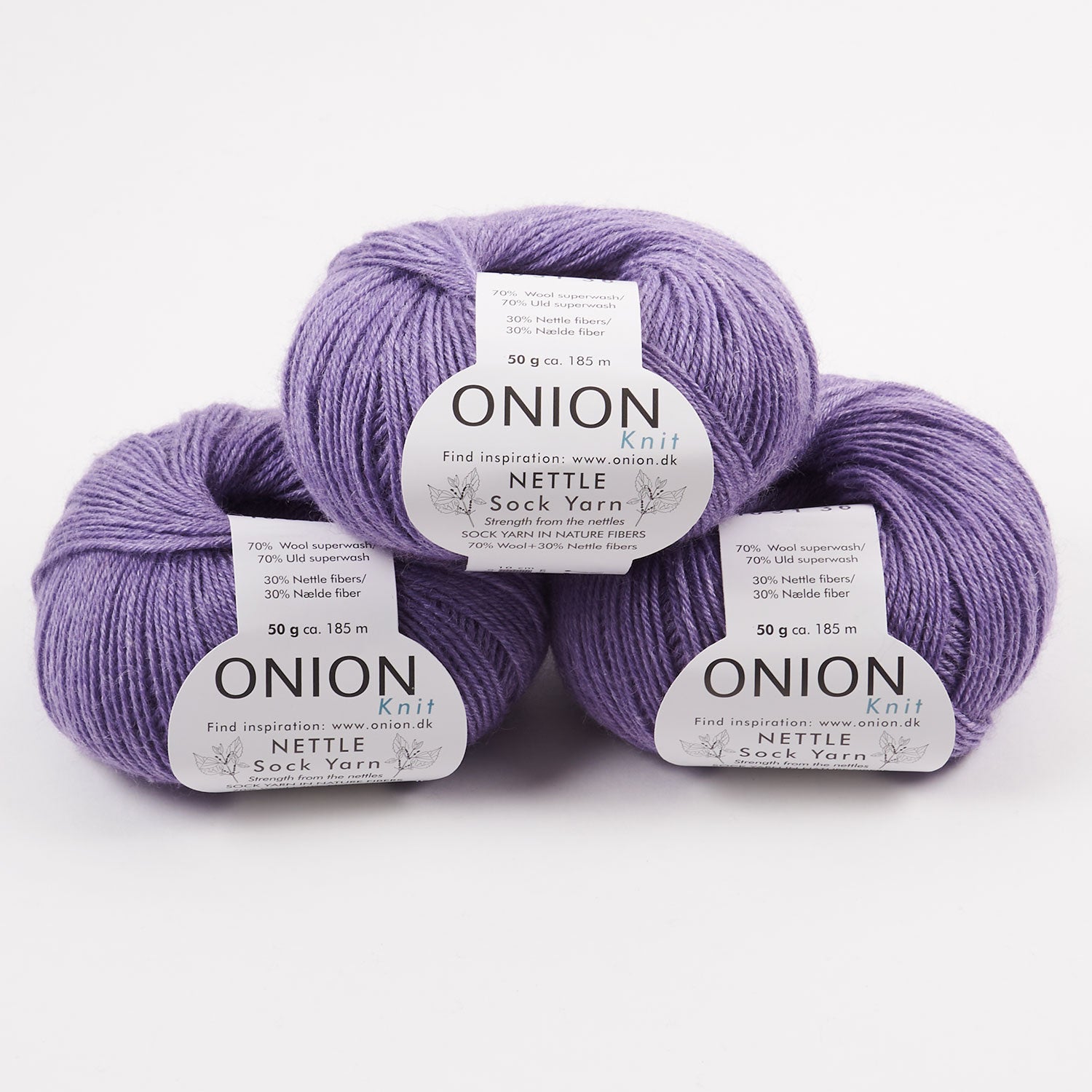 ONION NETTLE SOCK - V1031 LAVENDEL LILLA Merino wool Nettle Fingering purple Yarn