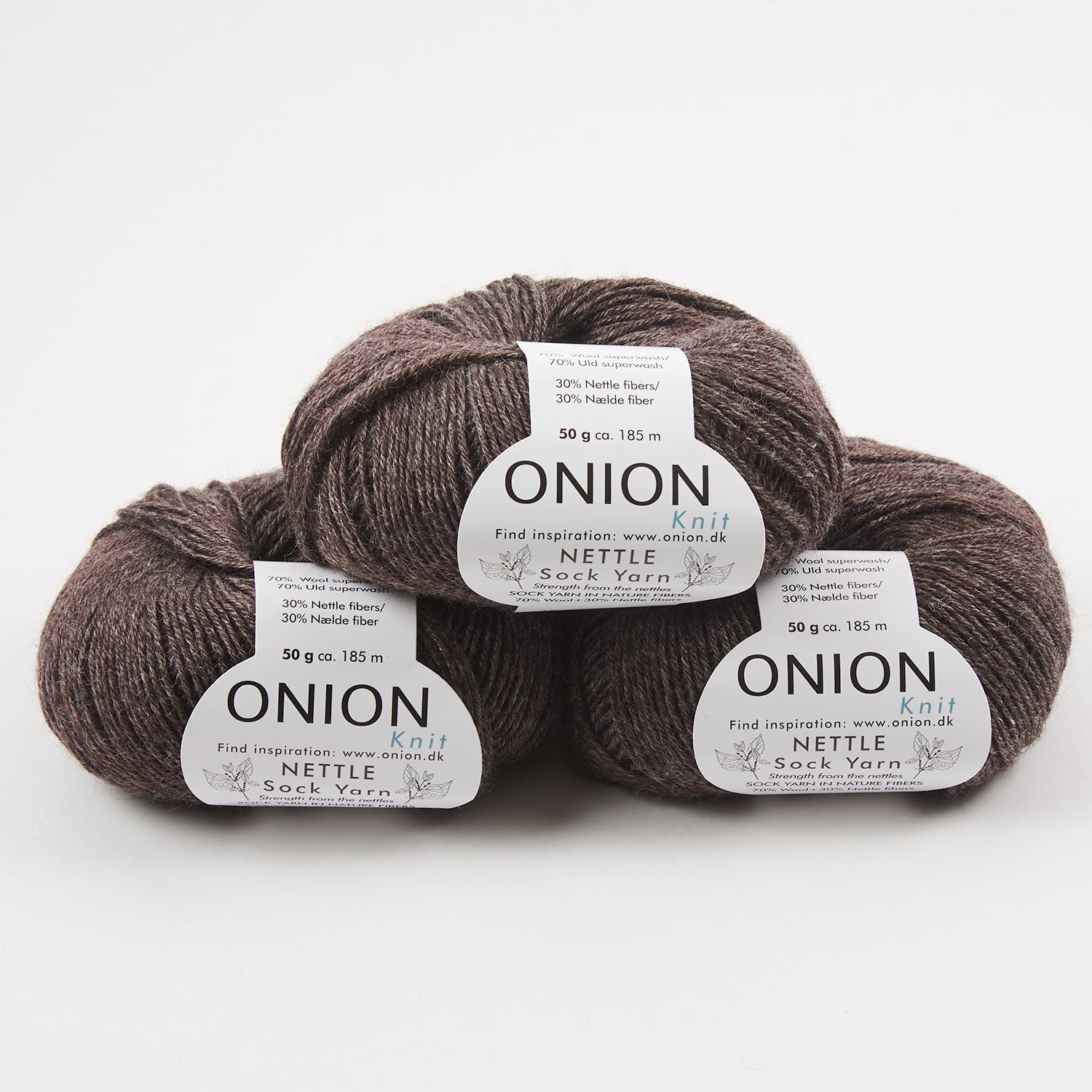 ONION NETTLE SOCK - V1034 CHOKO BRUN Merino wool Nettle Fingering brown Yarn