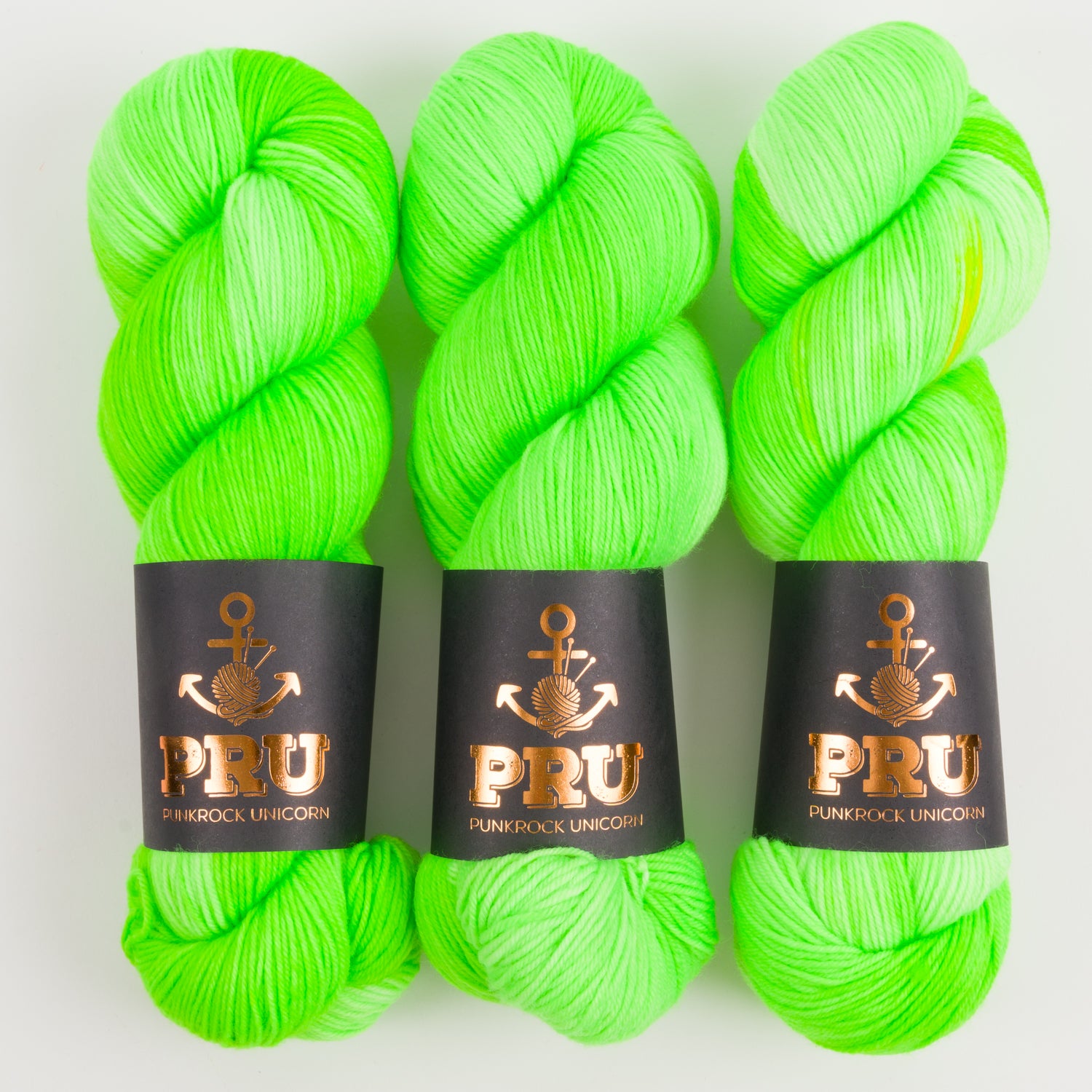 Punk Rock Unicorn SOUL - POISON Merino wool Nylon Fingering  Sock neon green Yarn