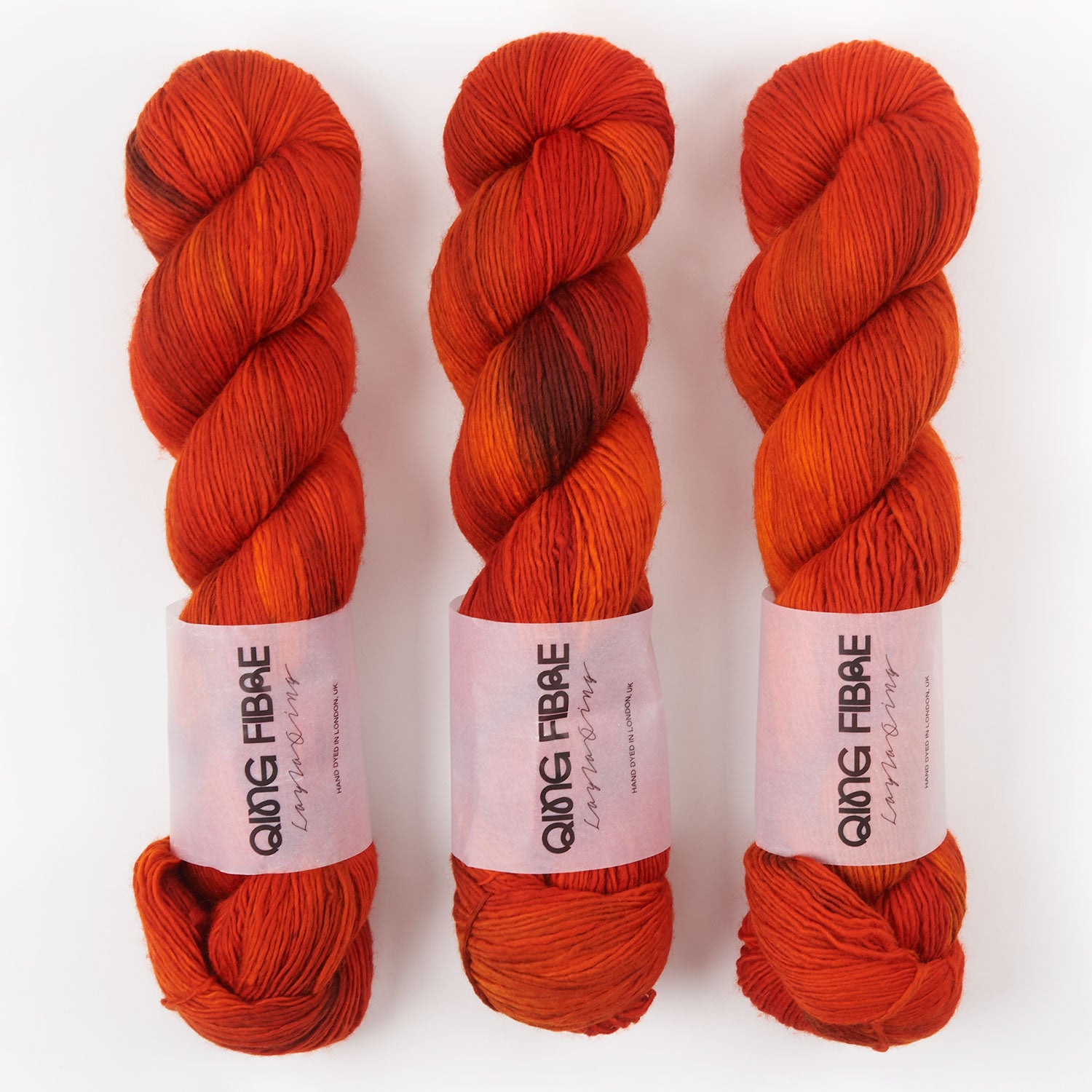 Qing Fibre DASHING SASSY - RED MAPLE Merino wool Fingering red orange Yarn