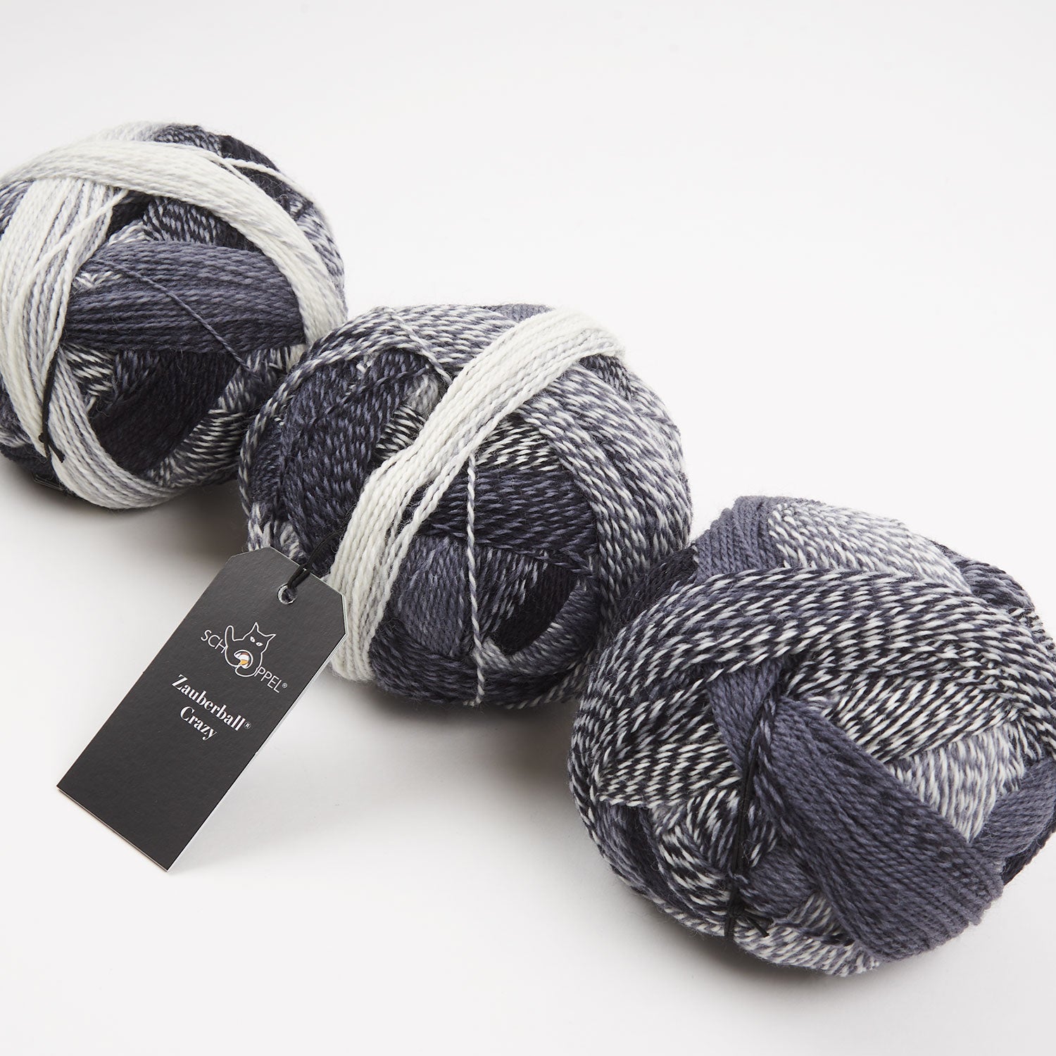 Schoppel-Wolle ZAUBERBALL CRAZY - DOMINO Merino wool Nylon Light Fingering black grey Yarn