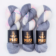 Punk Rock Unicorn SOUL - GRRRAINBOW Merino wool Nylon Fingering  Sock grey multicolour Yarn