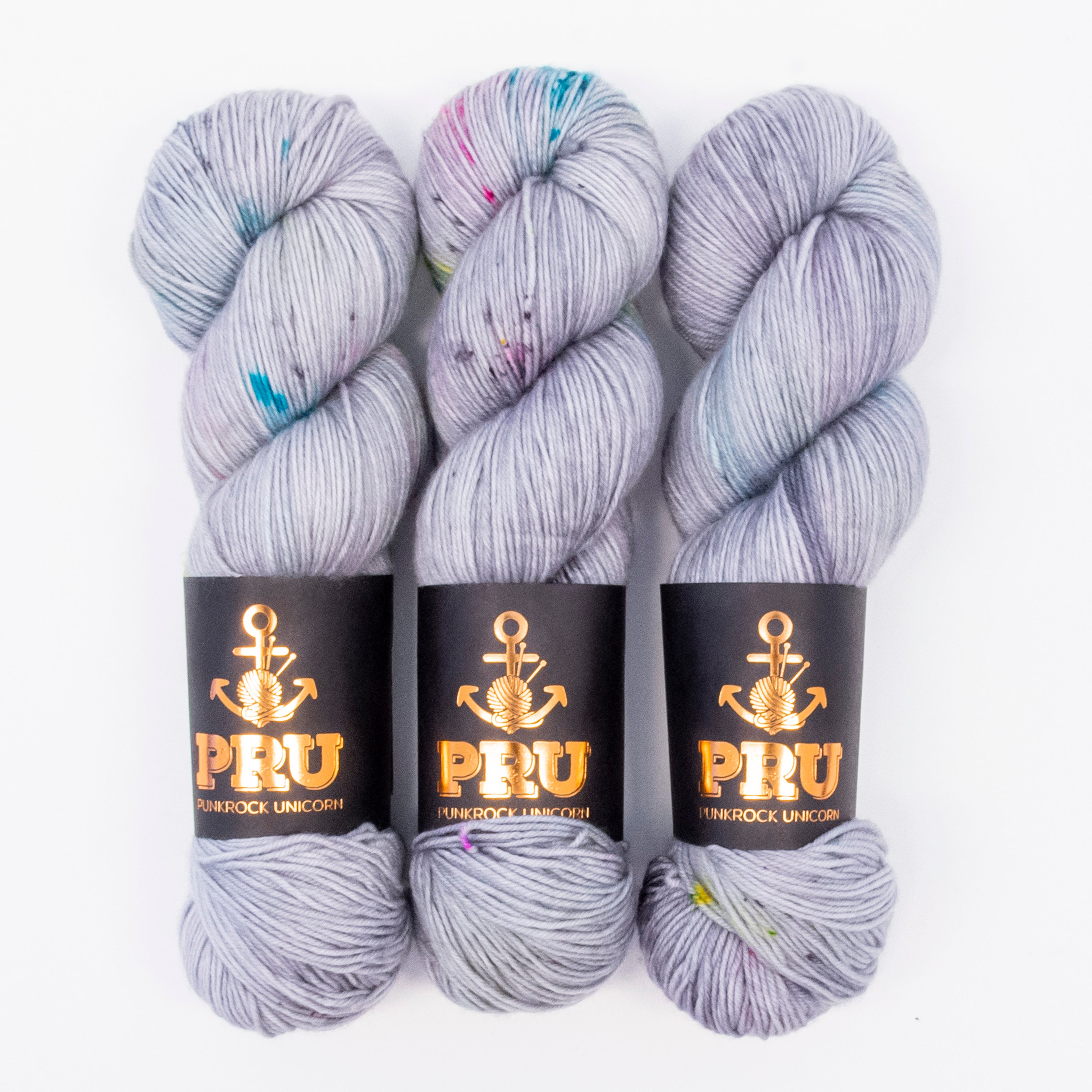 Punk Rock Unicorn SOUL - OH HAPPY GREY Merino wool Nylon Fingering  Sock grey Yarn