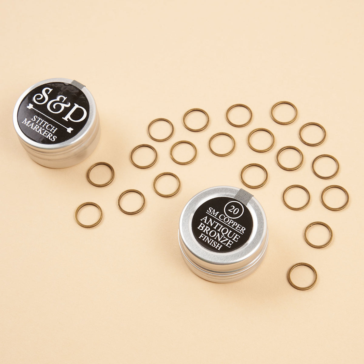 ROUND SM BRONZE STITCH MARKERS 20 PCS