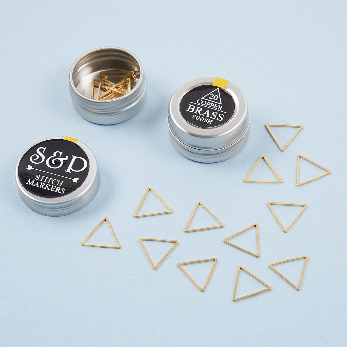 TRIANGLE BRASS STITCH MARKERS 20 PCS