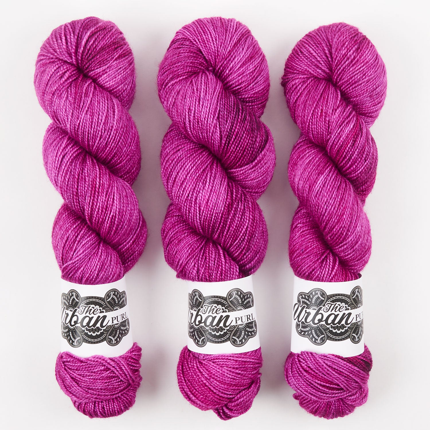 The Urban Purl LUX HI TWIST - BLACK DAHLIA Merino wool Silk Fingering pink Yarn