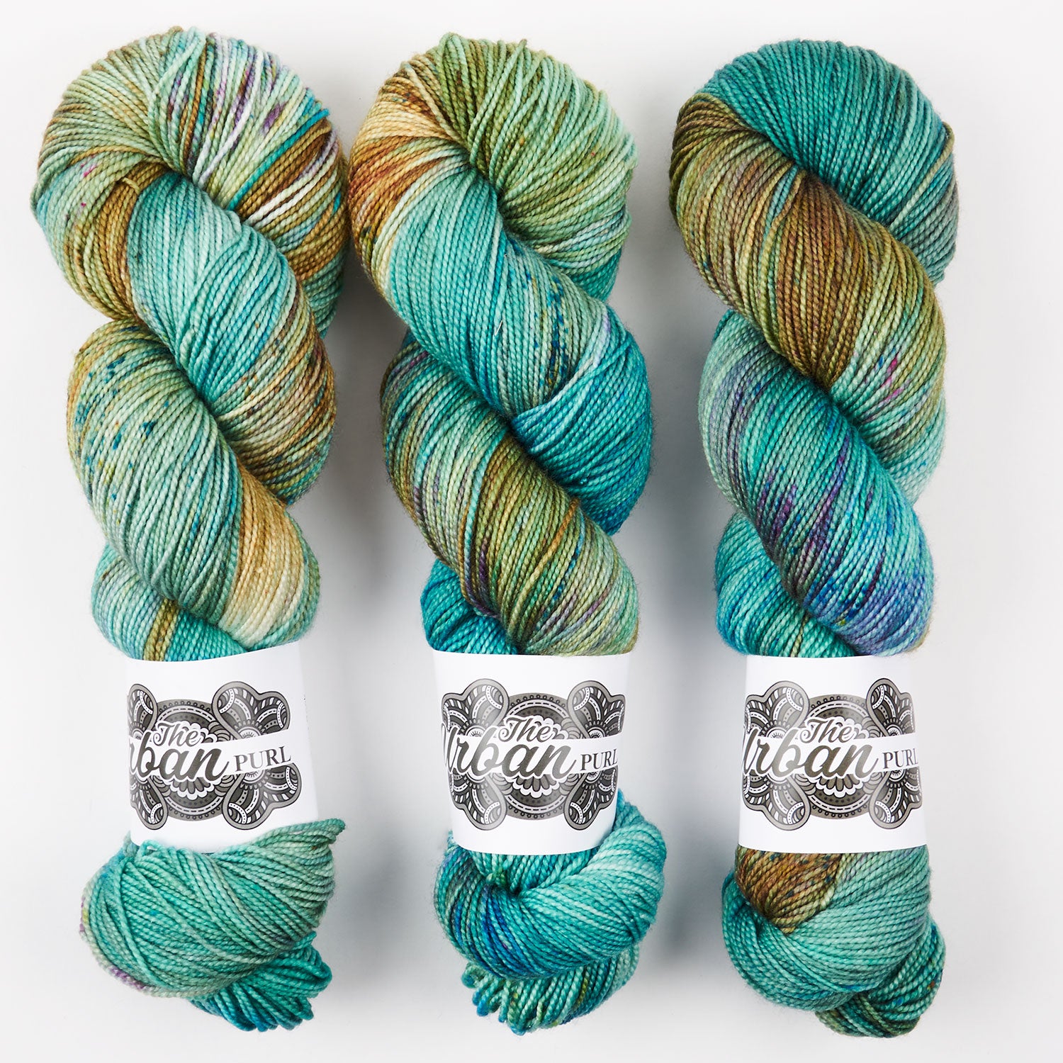The Urban Purl LUX HI TWIST - CALYPSO Merino wool Silk Fingering turquoise green Yarn