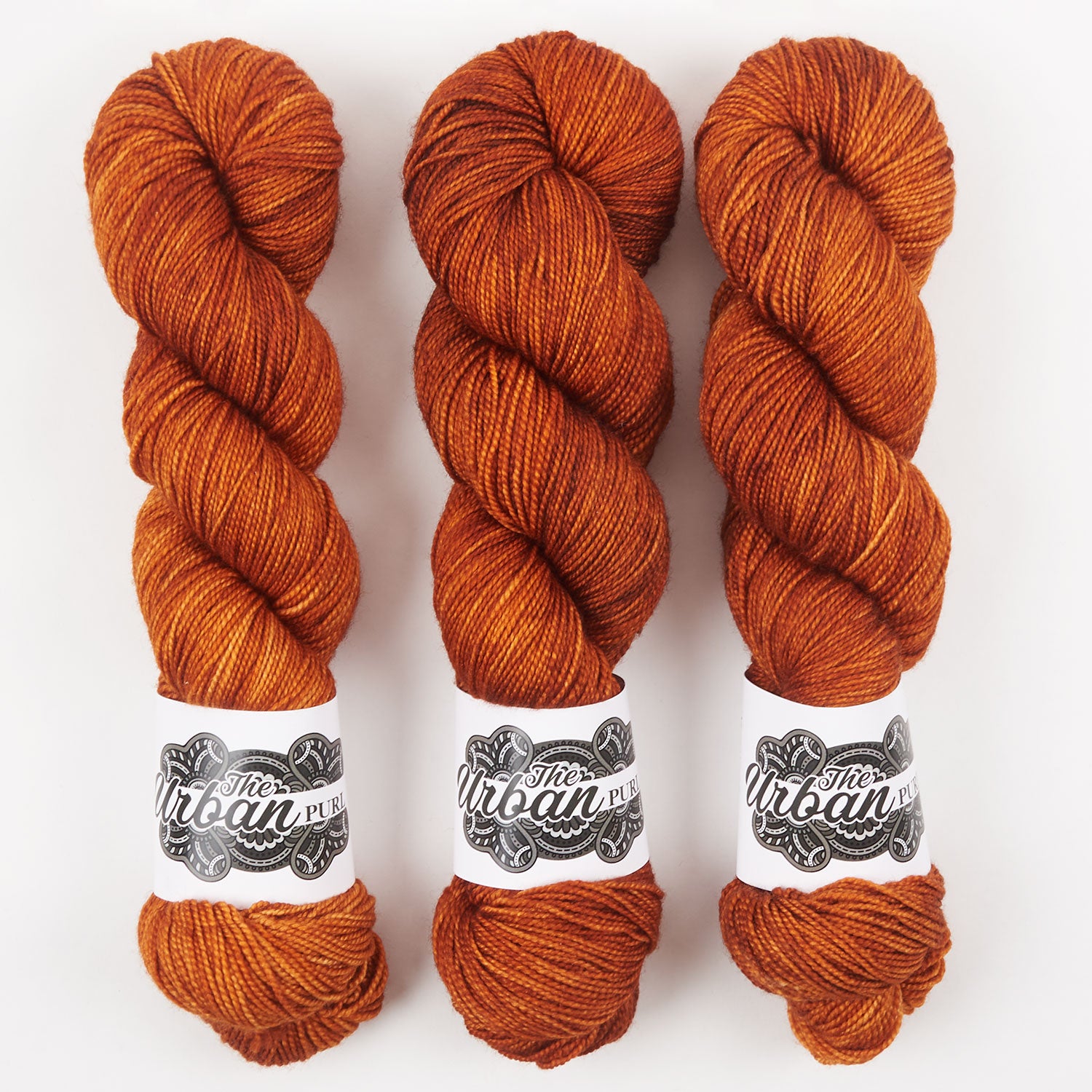 The Urban Purl LUX HI TWIST - COPPERPLATE Merino wool Silk Fingering brown orange Yarn