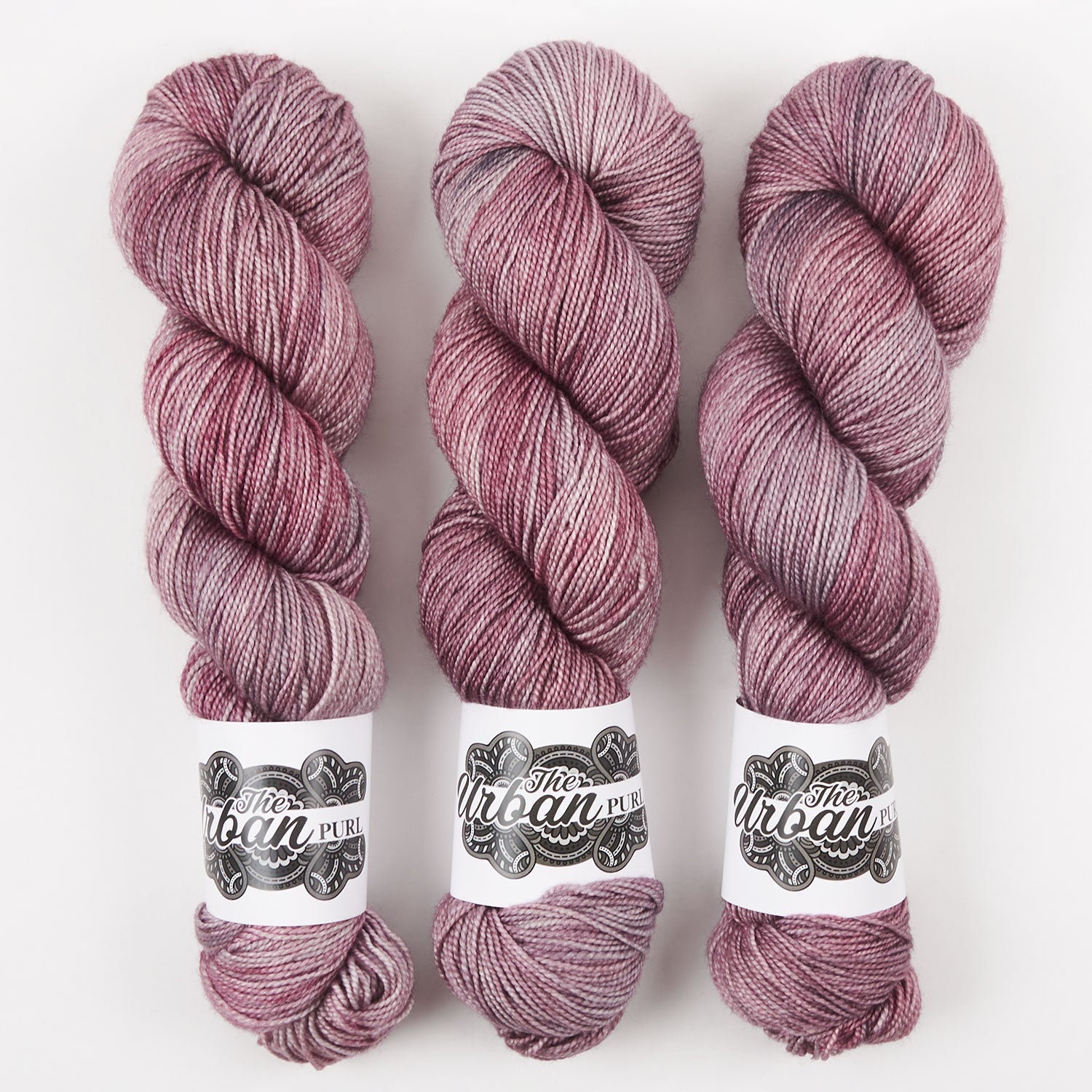 The Urban Purl LUX HI TWIST - DAMSON IN DISTRESS Merino wool Silk Fingering pink Yarn