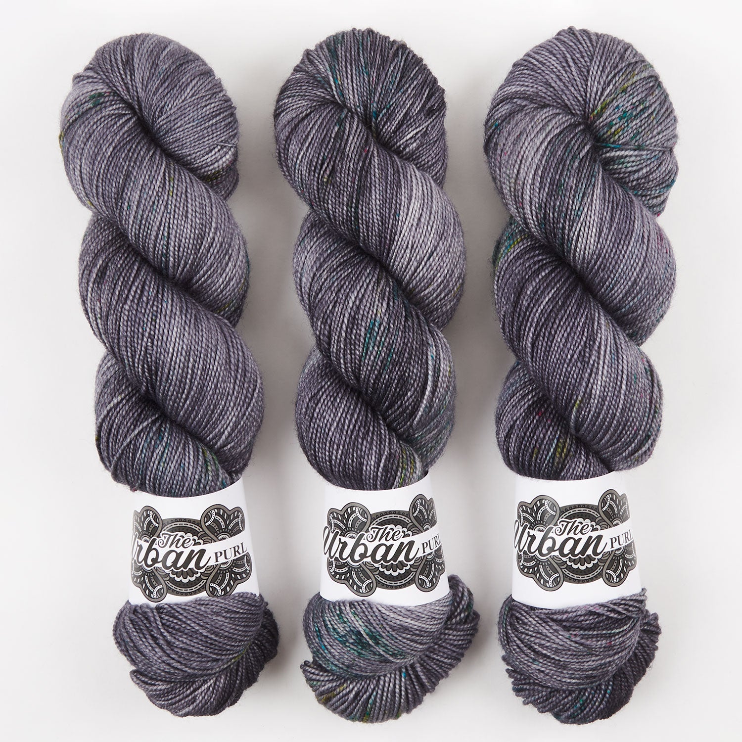 The Urban Purl LUX HI TWIST - DARKSIDE OF THE MOON Merino wool Silk Fingering grey Yarn