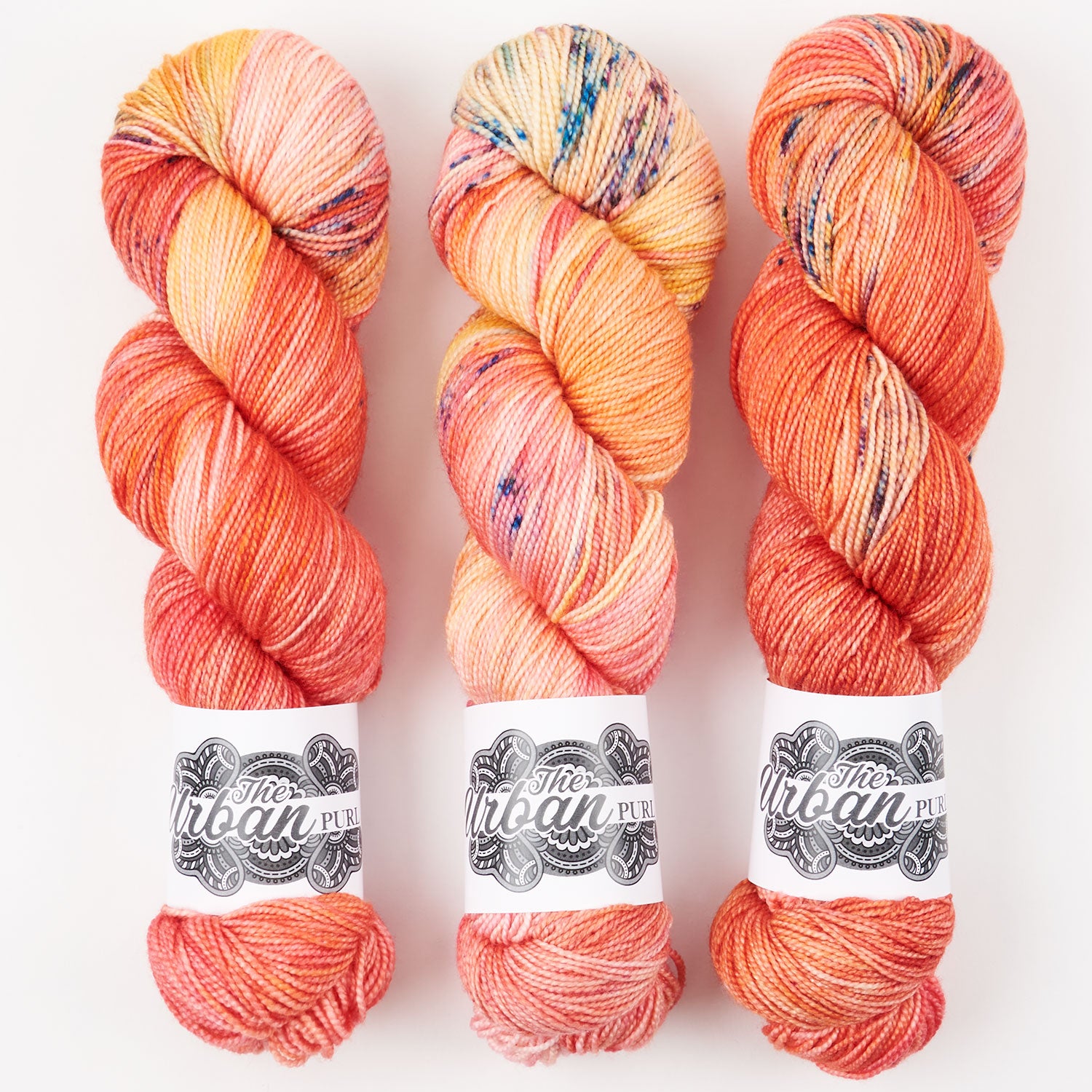 The Urban Purl LUX HI TWIST - FLAMINGO ON FIRE Merino wool Silk Fingering orange Yarn