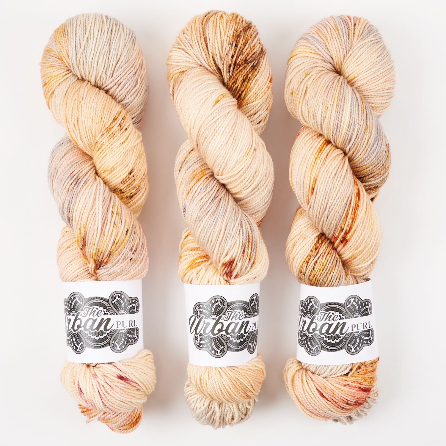 The Urban Purl LUX HI TWIST - HAZY SUMMER RAIN Merino wool Silk Fingering peach beige Yarn