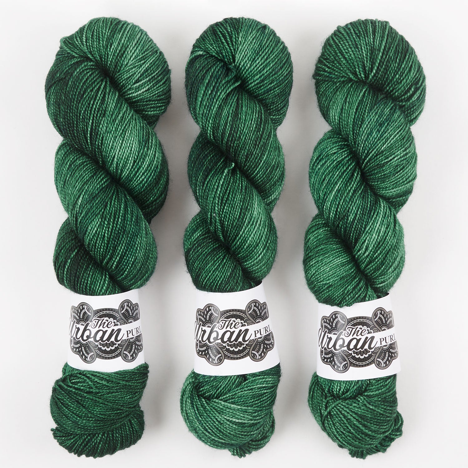 The Urban Purl LUX HI TWIST - OSTARA Merino wool Silk Fingering green Yarn