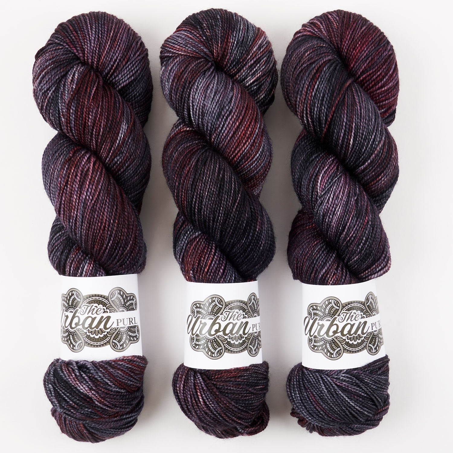 The Urban Purl LUX HI TWIST - TARMAC Merino wool Silk Fingering purple Yarn