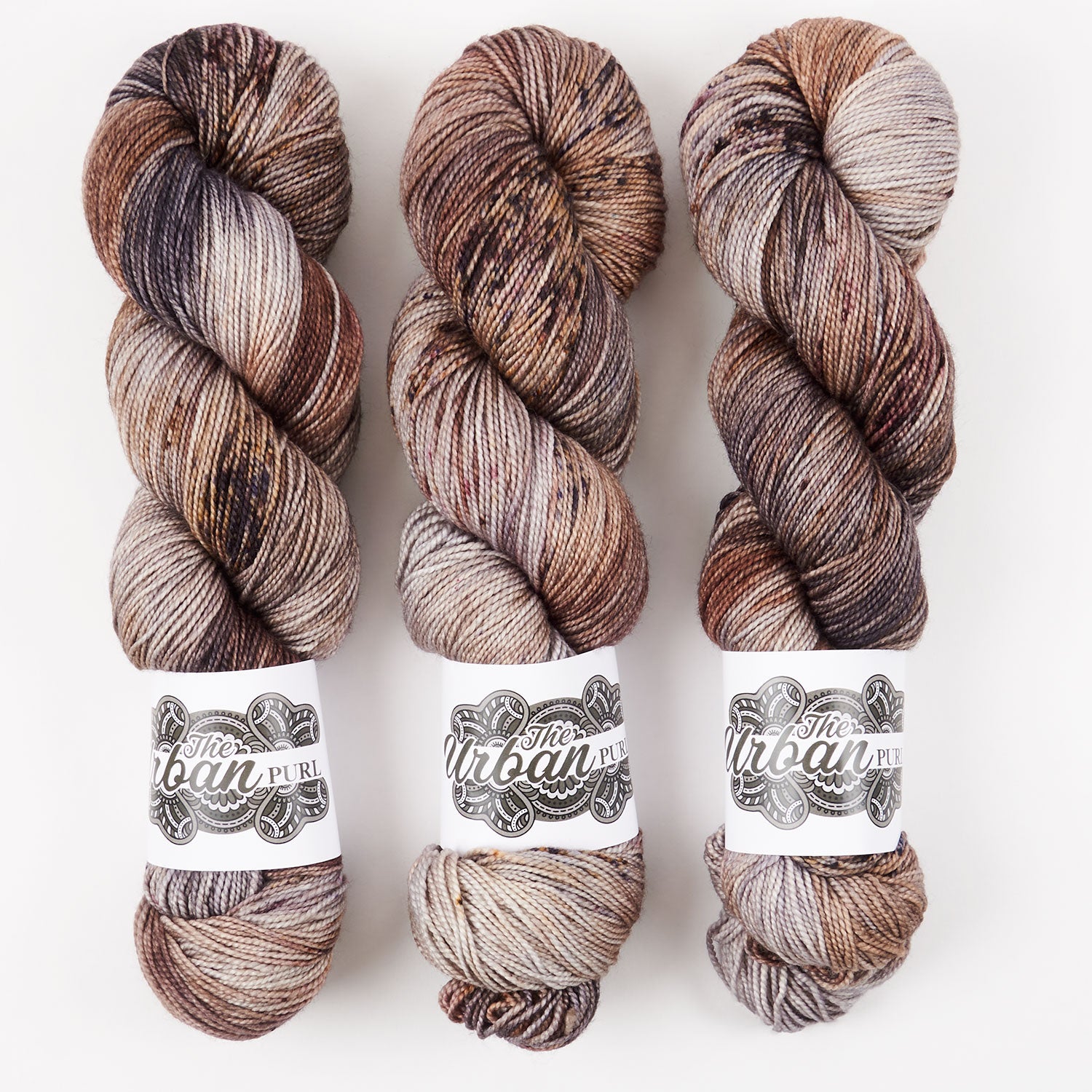 The Urban Purl LUX HI TWIST - URBAN LEGEND Merino wool Silk Fingering brown Yarn