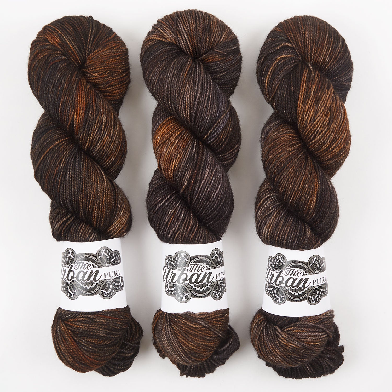 The Urban Purl LUX HI TWIST - URBANITE Merino wool Silk Fingering brown Yarn