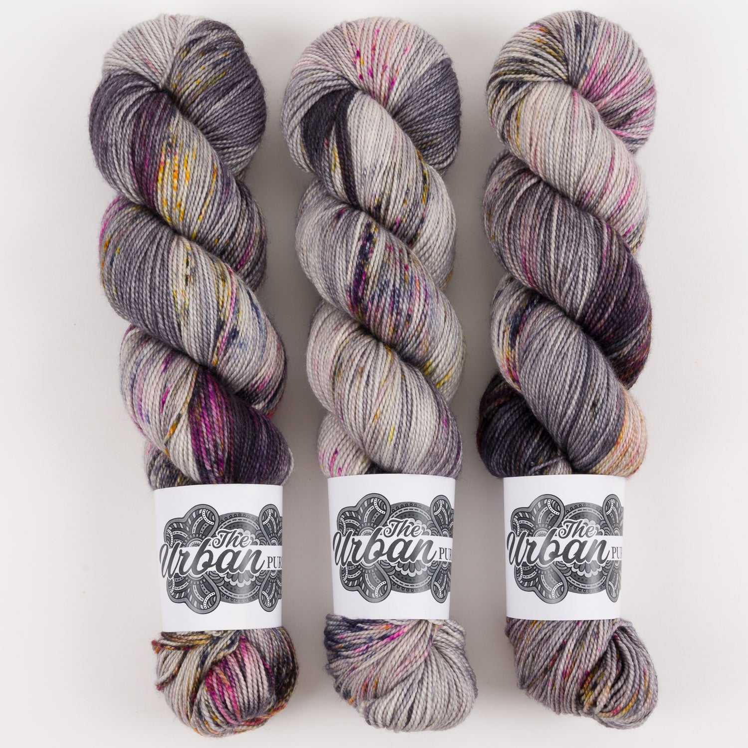 The Urban Purl LUX HI TWIST - SOHO Merino wool Silk Fingering grey Yarn