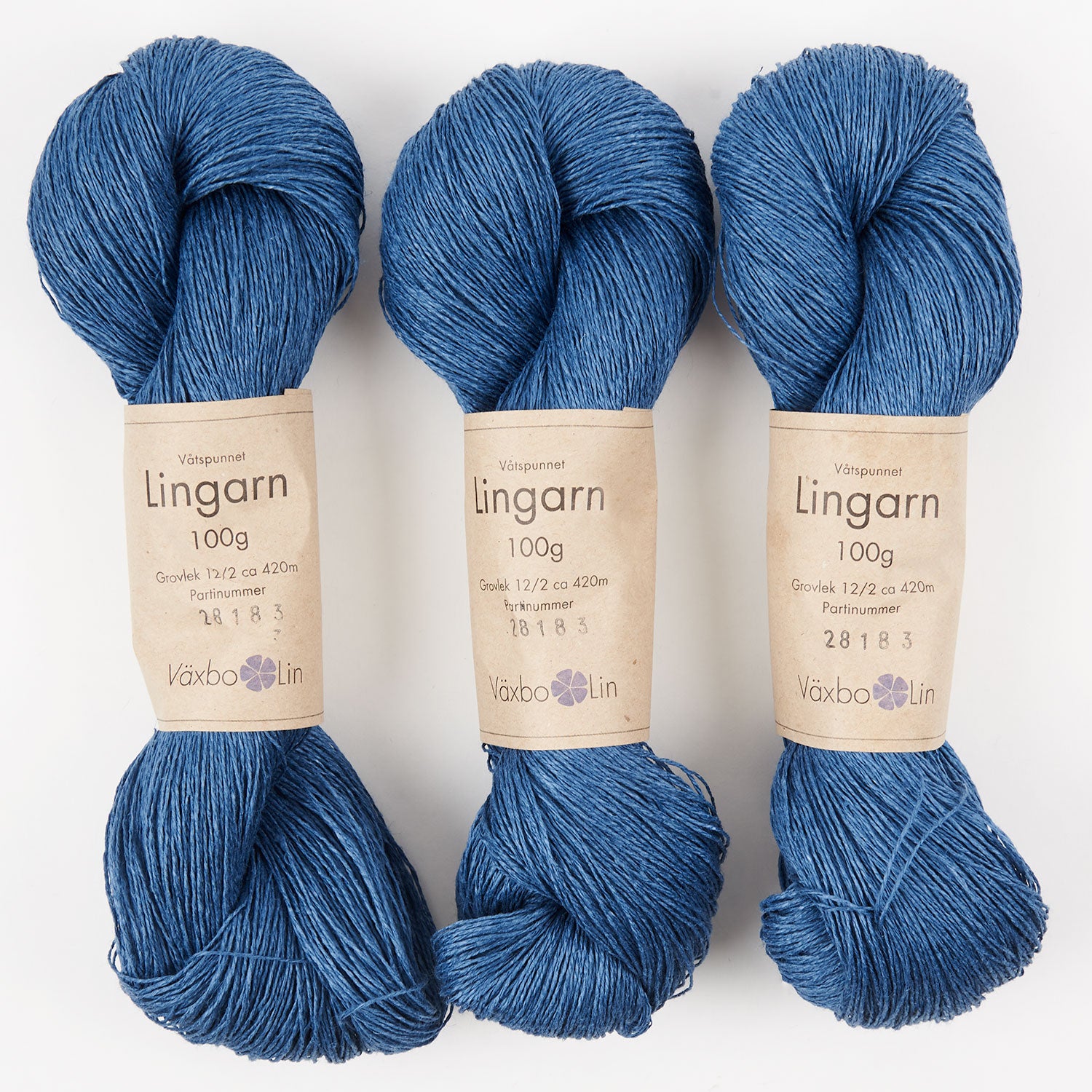 Växbo Lin LINGARN - 13 BLÅ Linen Light Fingering blue Yarn
