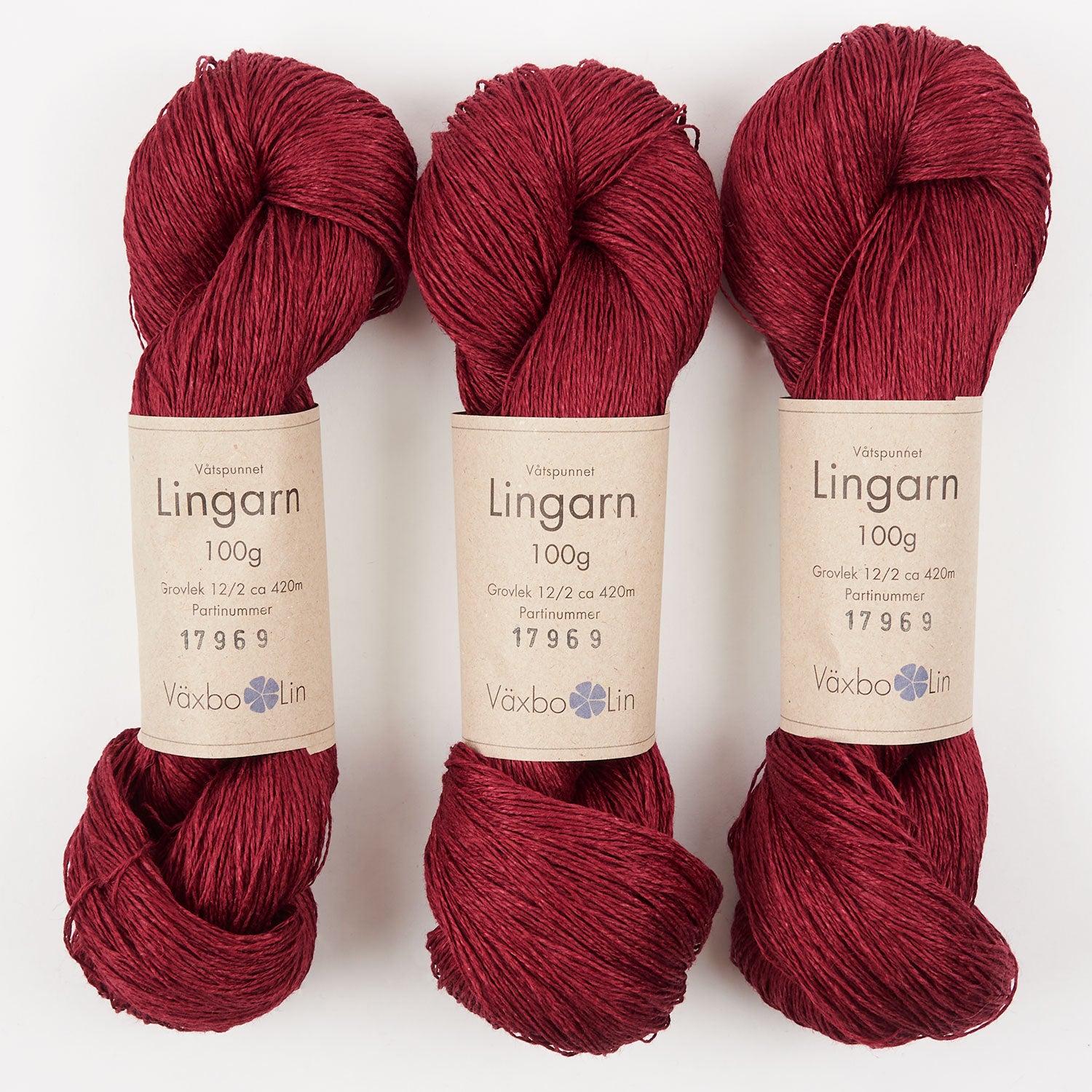 Växbo Lin LINGARN - 9 BORDEAUX Linen Light Fingering red Yarn