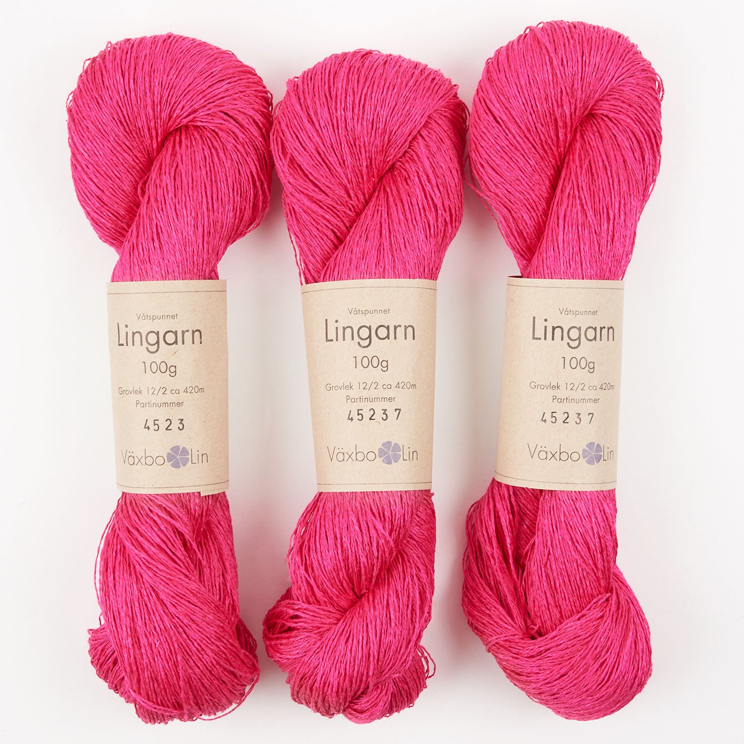 Växbo Lin LINGARN - 8 CERISE Linen Light Fingering pink Yarn