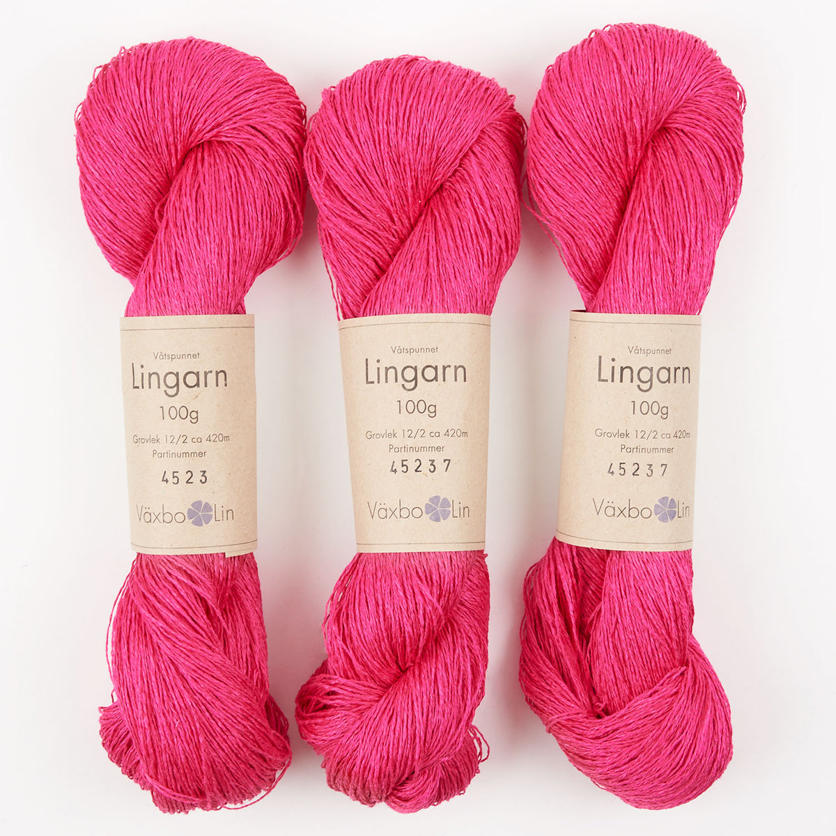 Växbo Lin LINGARN - 8 CERISE Linen Light Fingering pink Yarn