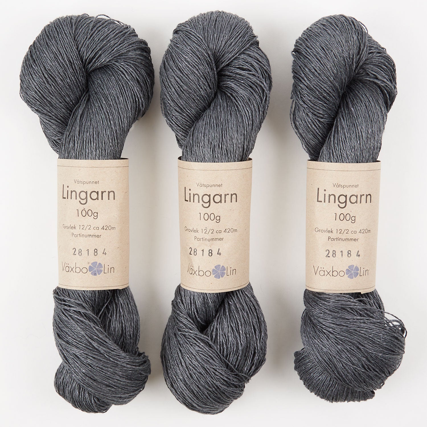 Växbo Lin LINGARN - 22 GRAFITGRÅ Linen Light Fingering grey Yarn