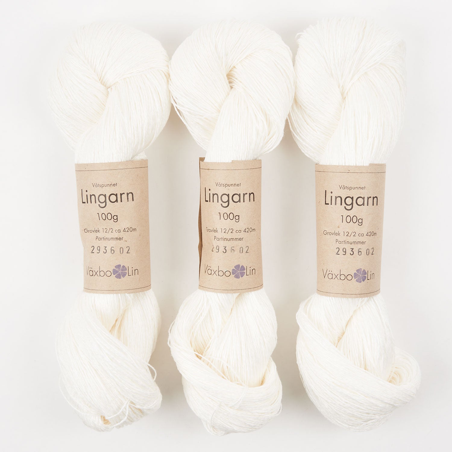 Växbo Lin LINGARN - 1 HALVBLEKT Linen Light Fingering white Yarn