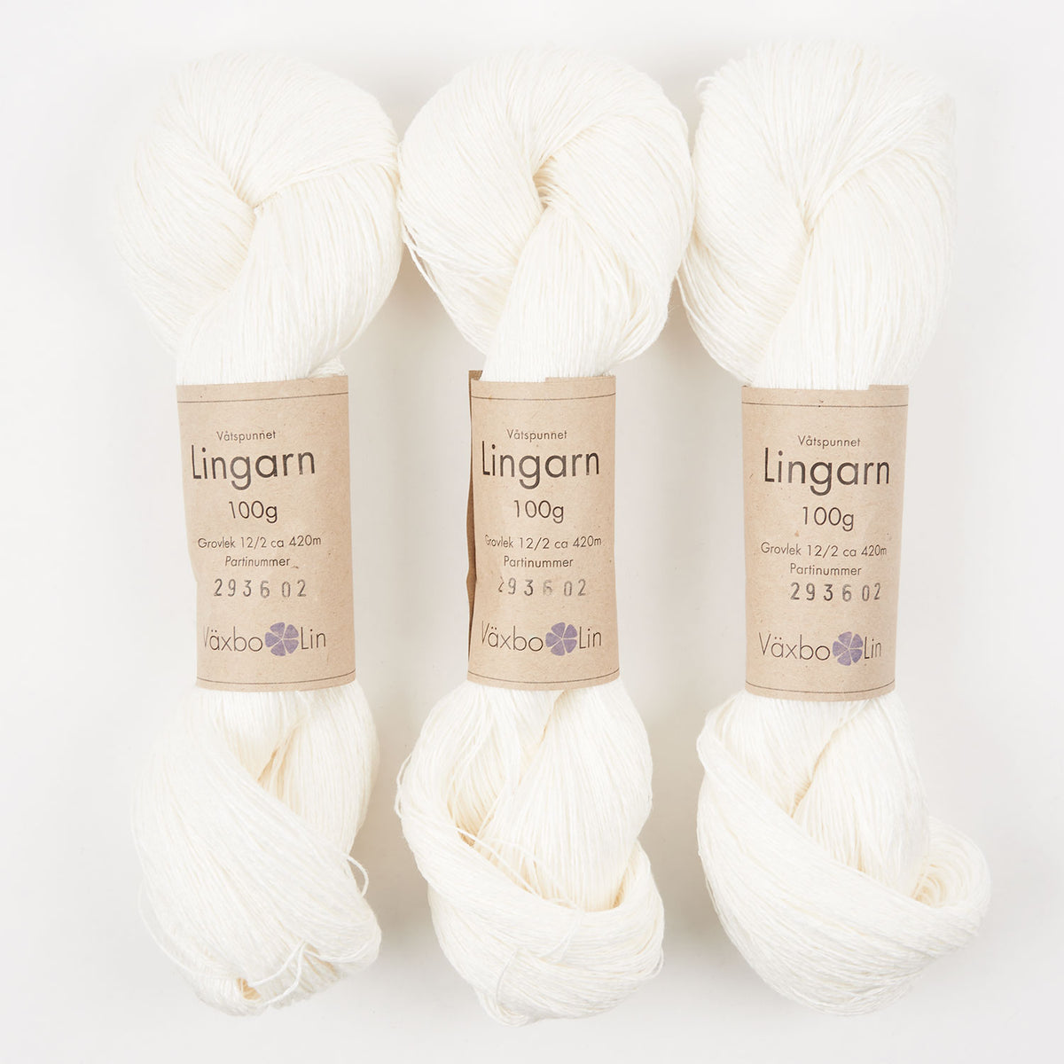 Växbo Lin LINGARN - 1 HALVBLEKT Linen Light Fingering white Yarn