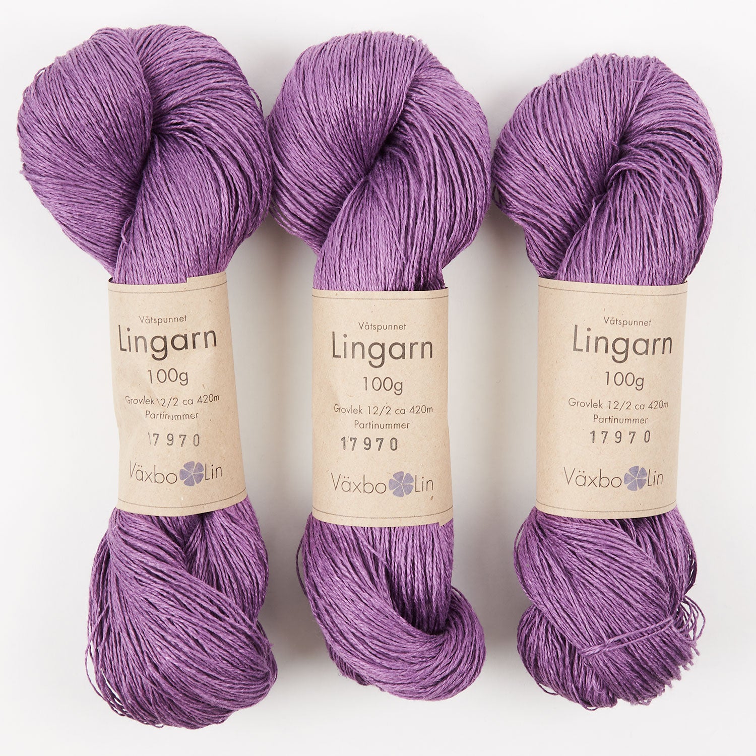 Växbo Lin LINGARN - 11 LILA Linen Light Fingering purple Yarn