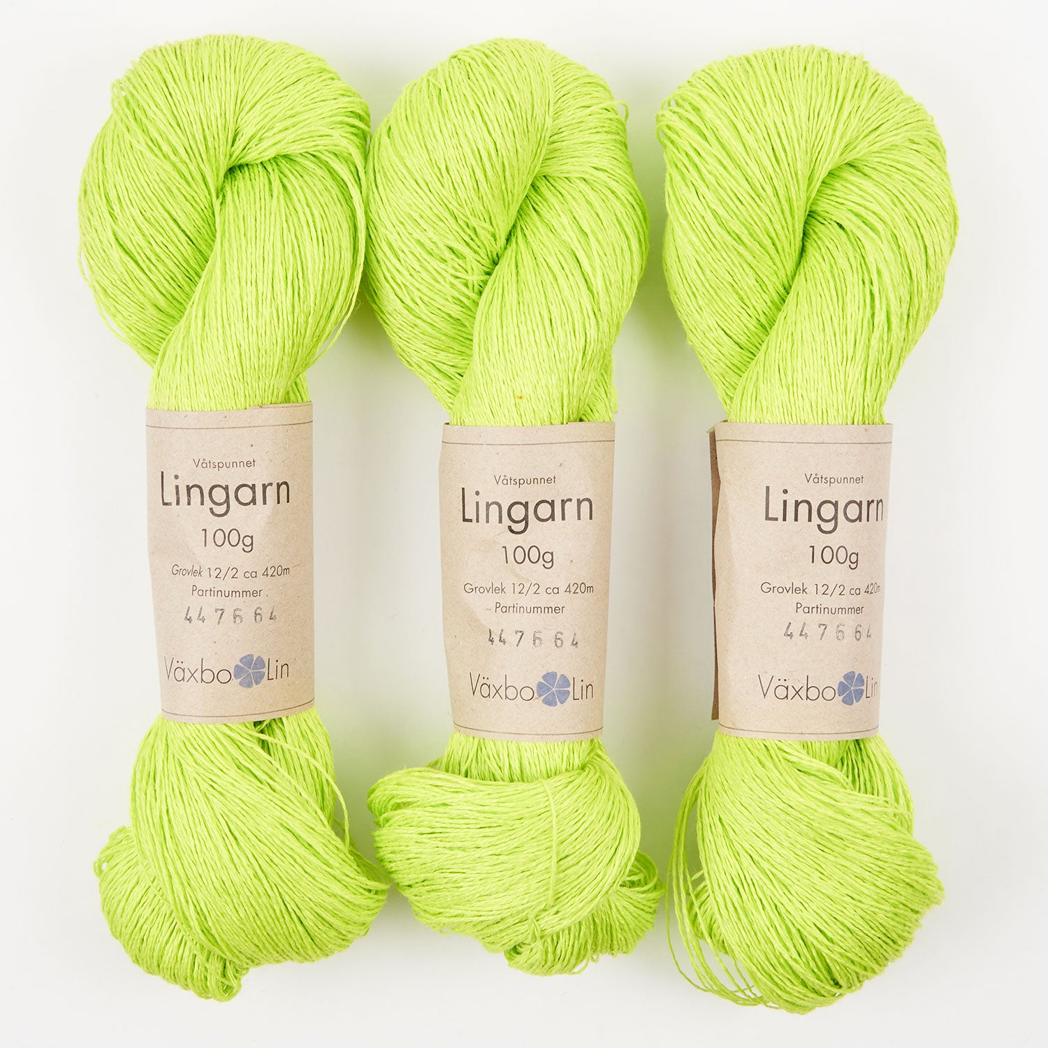 Växbo Lin LINGARN - 17 LIME Linen Light Fingering neon green Yarn