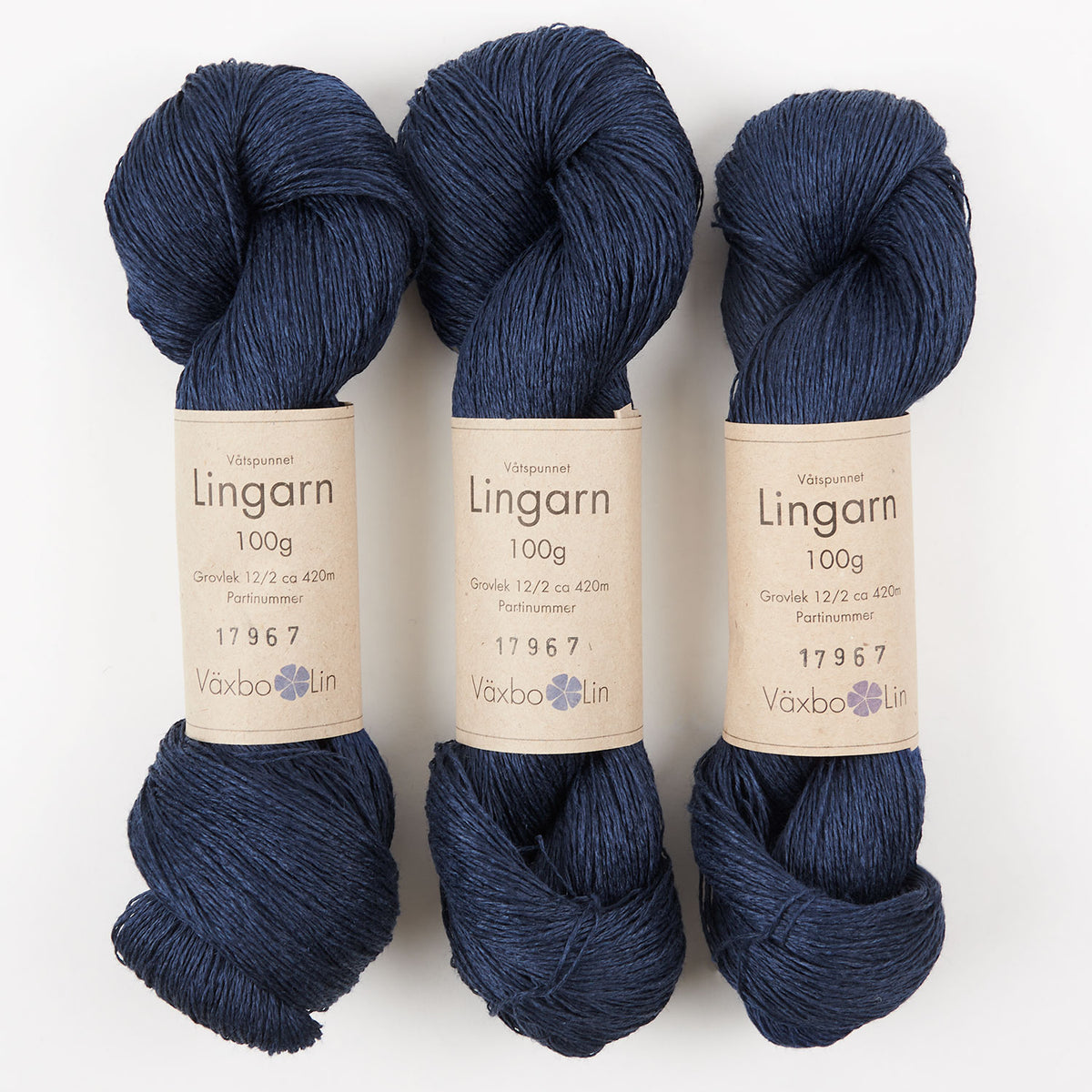 Växbo Lin LINGARN - 5 MIDNATTSBLÅ Linen Light Fingering blue Yarn