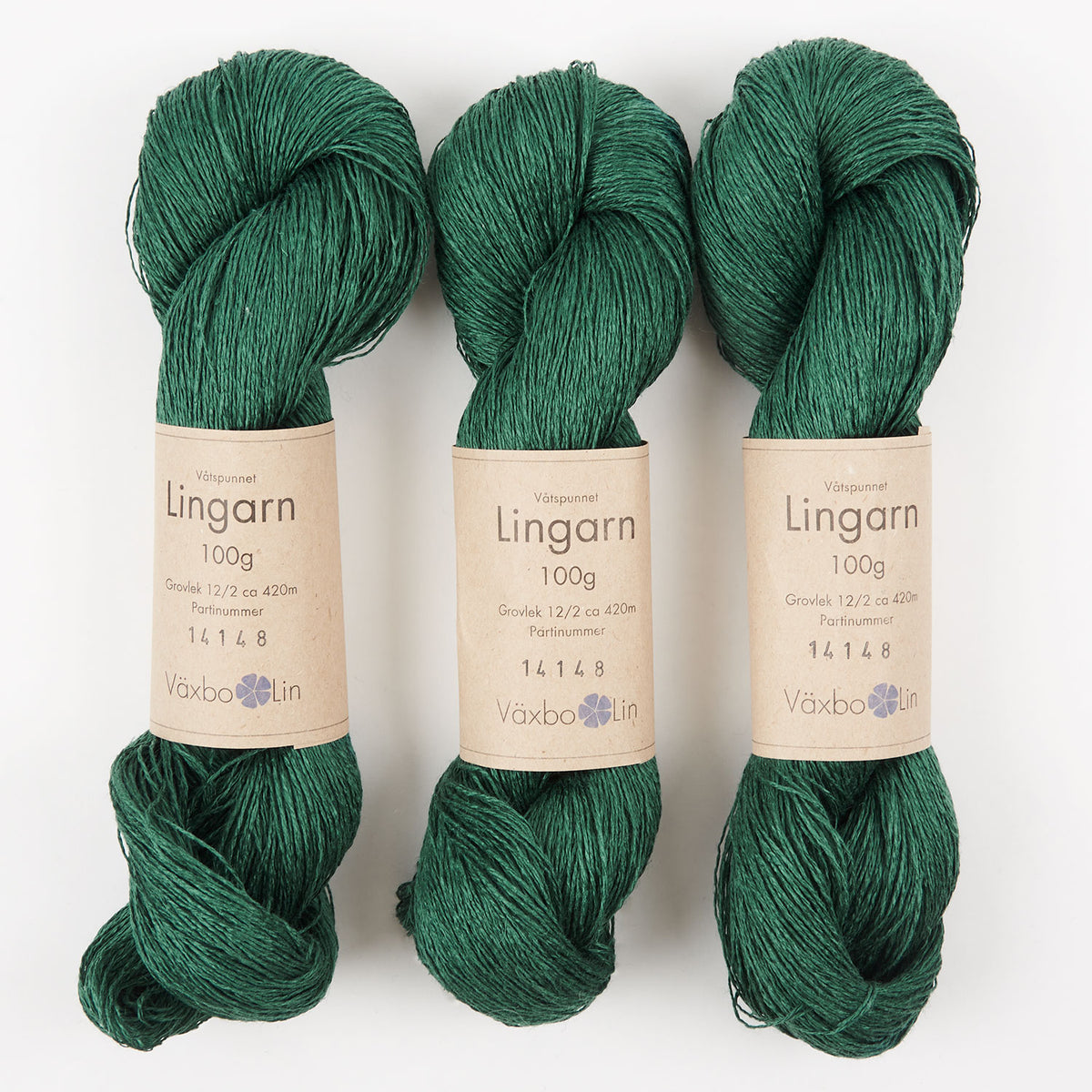 Växbo Lin LINGARN - 6 MOSSGRÖN Linen Light Fingering green Yarn