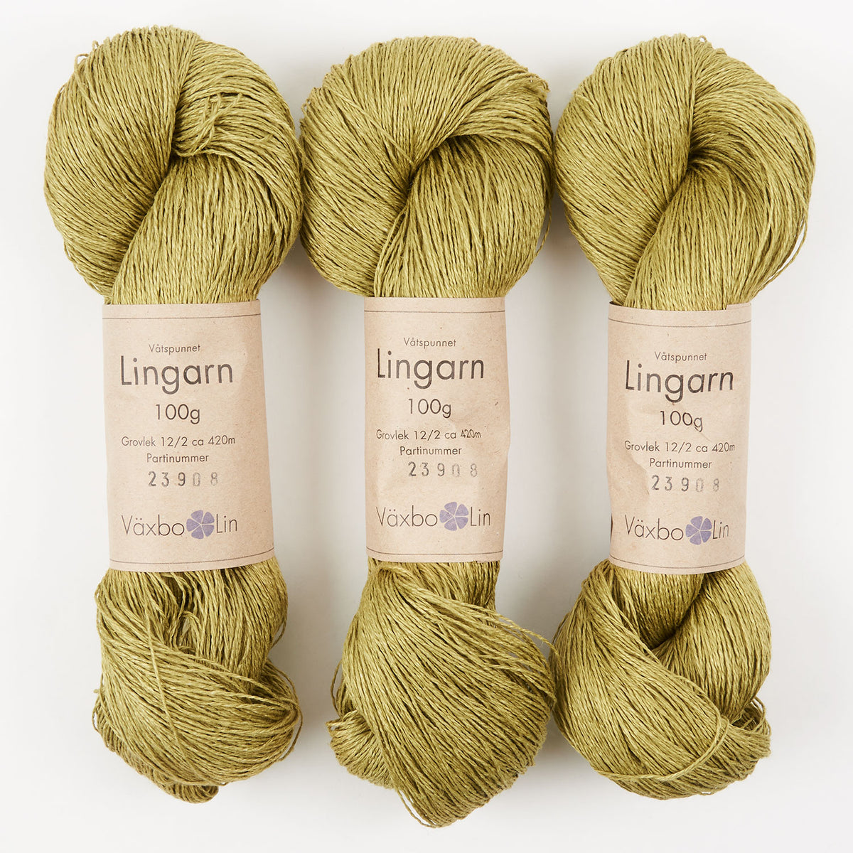 Växbo Lin LINGARN - 18 OLIV Linen Light Fingering green Yarn